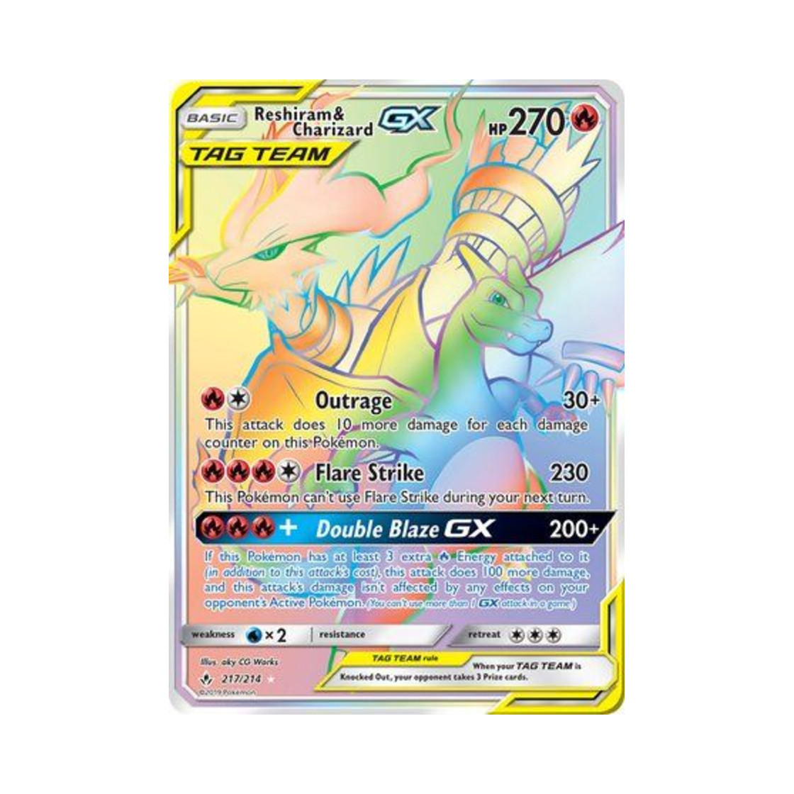UNB217/214 Pokemon TCG Reshiram & Charizard GX RR Unbroken Bonds (English Ver.)