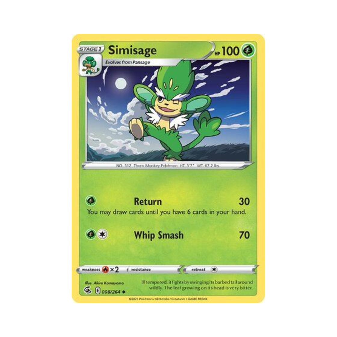포켓몬 TCG 야나키 U 퓨전 스트라이크 (영문판)(Pokemon TCG Simisage U Fusion Strike (English Ver.))