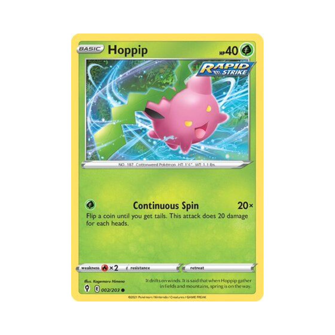 포켓몬 TCG 통통코 C 이볼빙 스카이즈 (영문판)(Pokemon TCG Hoppip C Evolving Skies (English Ver.)) - 1