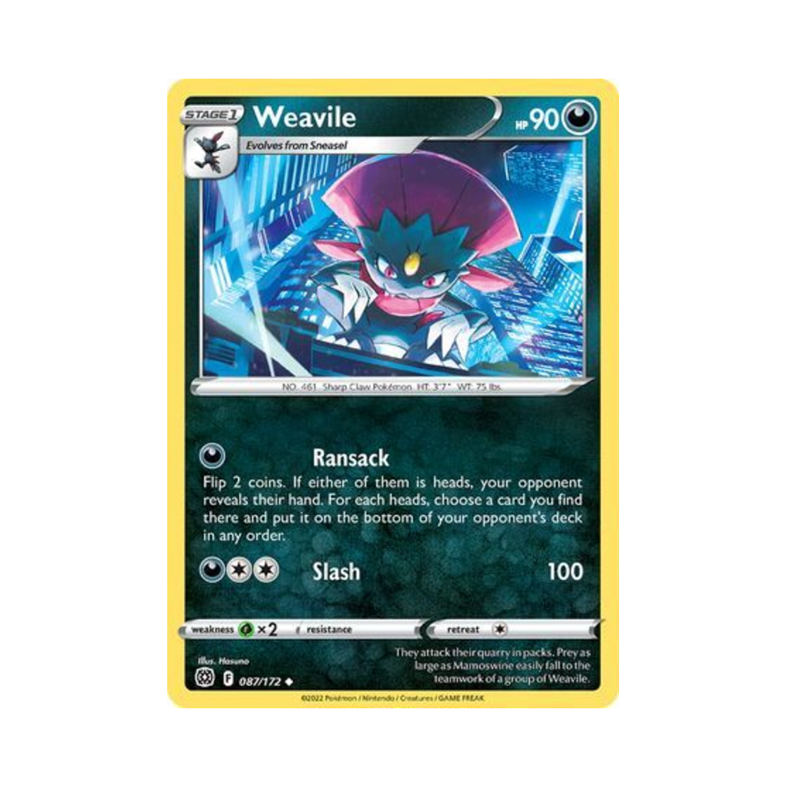 포켓몬 TCG 포푸니라 U 브릴리언트 스타즈 (영문판)(Pokemon TCG Weavile U Brilliant Stars (English Ver.)) - 1