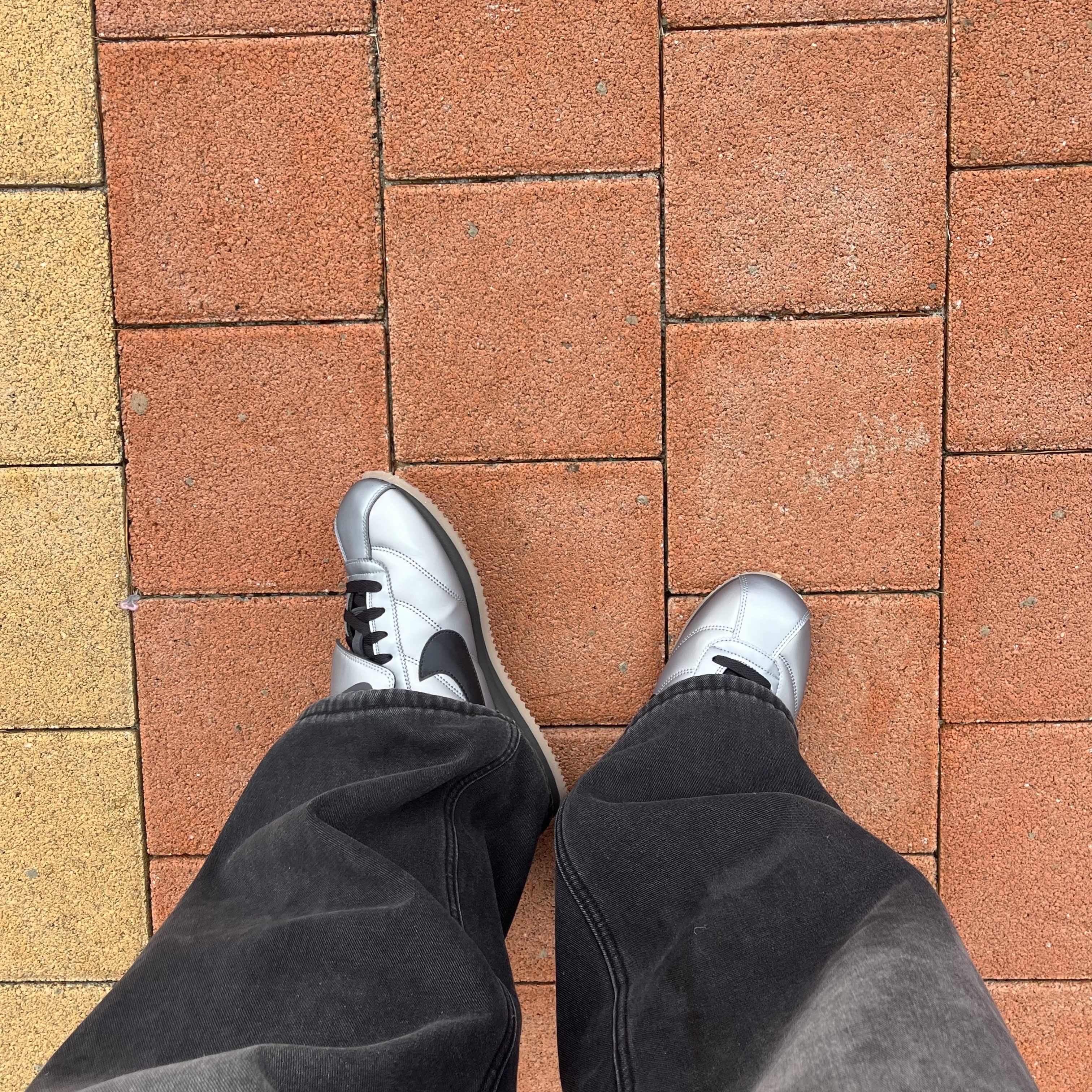 Nike Cortez Leather SE Metallic Cool Grey Black 착용 스타일
