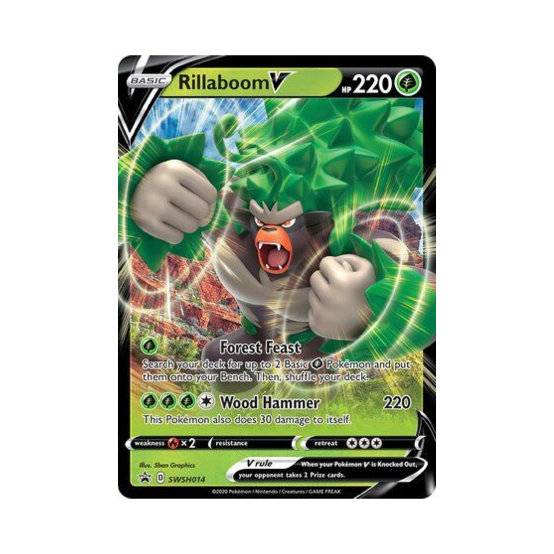 포켓몬 TCG 고릴타 V P 소드 & 실드 프로모카드 (영문판)(Pokemon TCG Rillaboom V P Sword & Shield Promos (English Ver.))