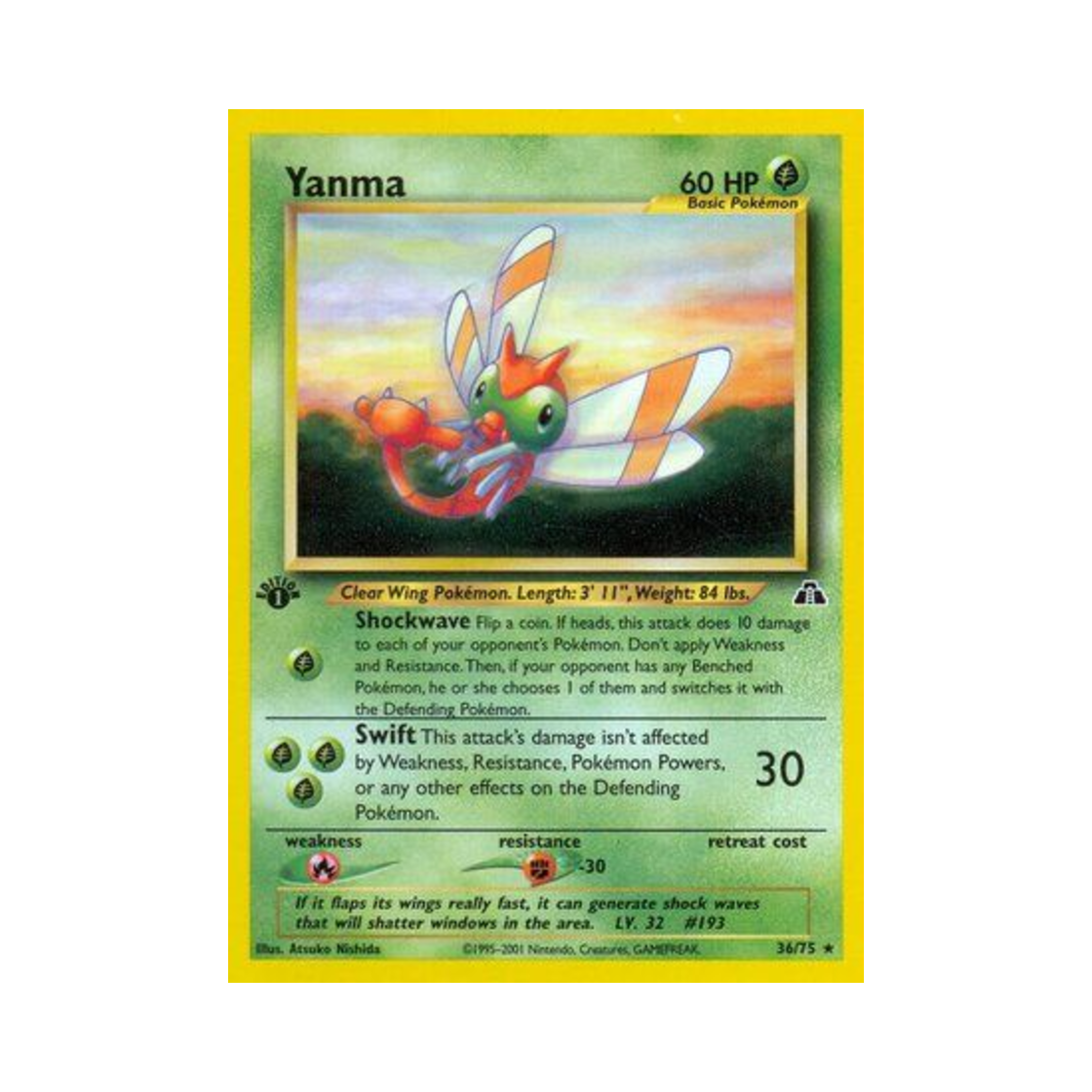포켓몬 TCG 왕자리 R 네오 디스커버리 (영문판)(Pokemon TCG Yanma R Neo Discovery (English Ver.))
