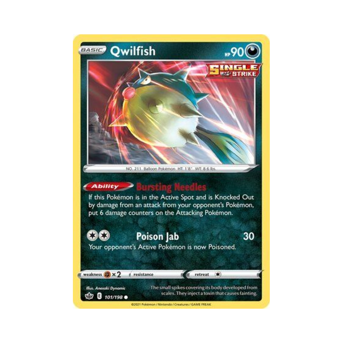 포켓몬 TCG 침바루 C 칠링 레인 (영문판)(Pokemon TCG Qwilfish C Chilling Reign (English Ver.)) - 1