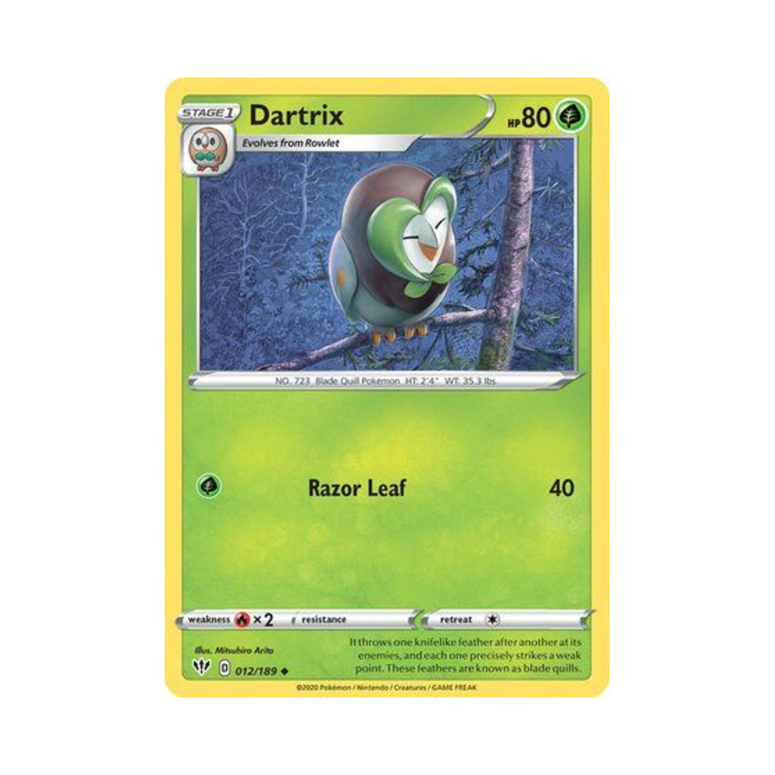 포켓몬 TCG 빼미스로우 U 다크니스 어블레이즈 (영문판)(Pokemon TCG Dartrix U Darkness Ablaze (English Ver.)) - 1