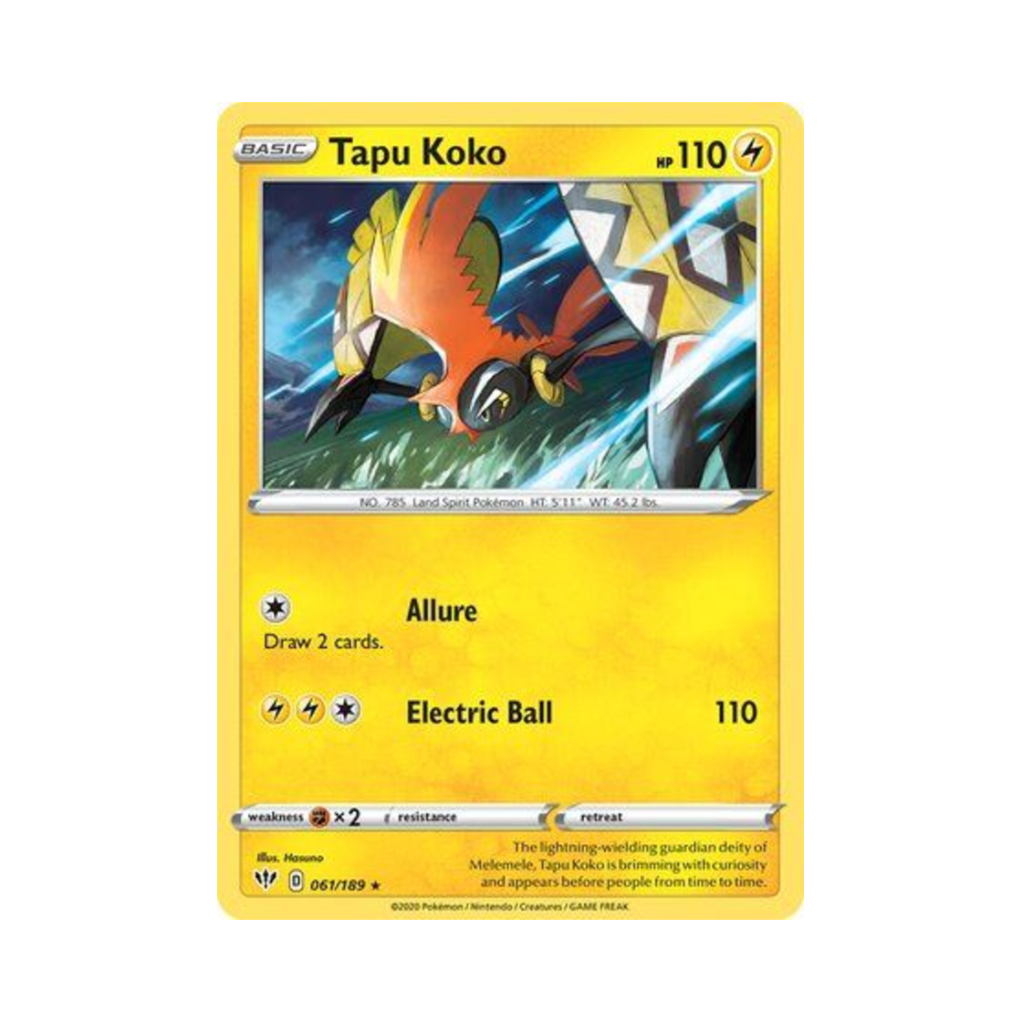포켓몬 TCG 카푸꼬꼬꼭 RH 다크니스 어블레이즈 (영문판)(Pokemon TCG Tapu Koko RH Darkness Ablaze (English Ver.)) - 1