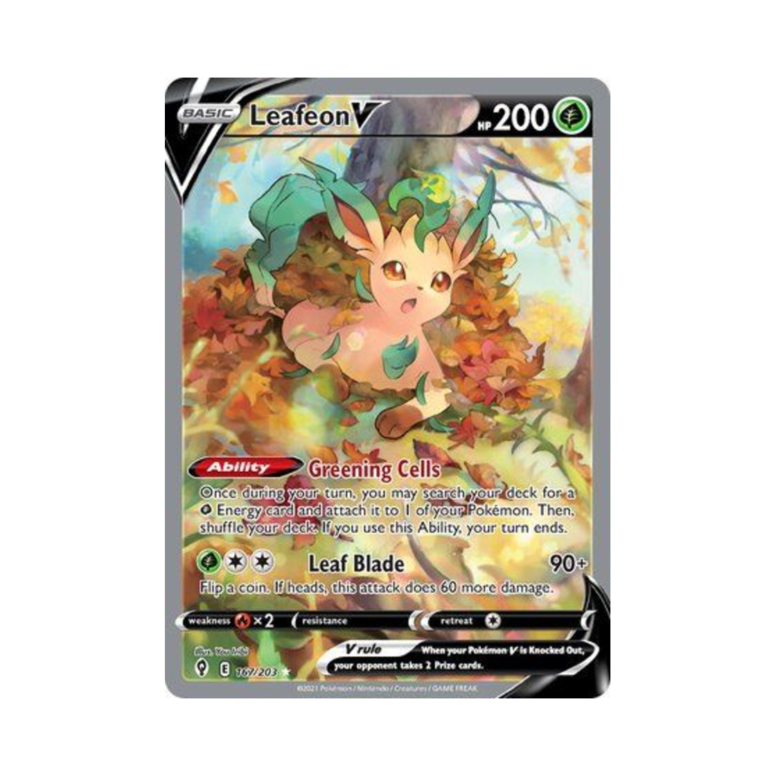 EVS167/203 Pokemon TCG Leafeon V RU Evolving Skies (English Ver.)