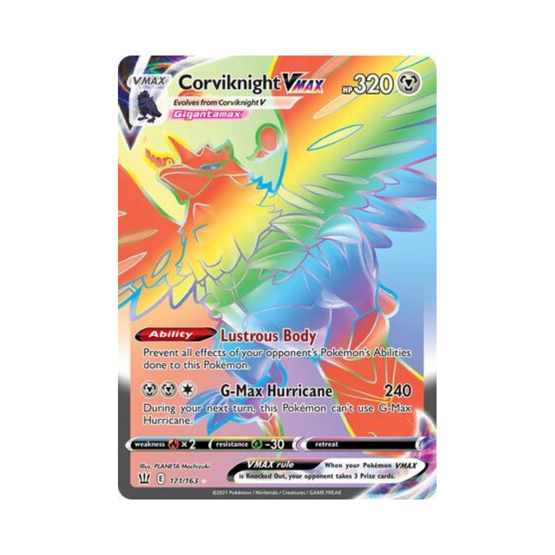 포켓몬 TCG 아머까오 VMAX RR 배틀 스타일즈 (영문판)(Pokemon TCG Corviknight VMAX RR Battle Styles (English Ver.))