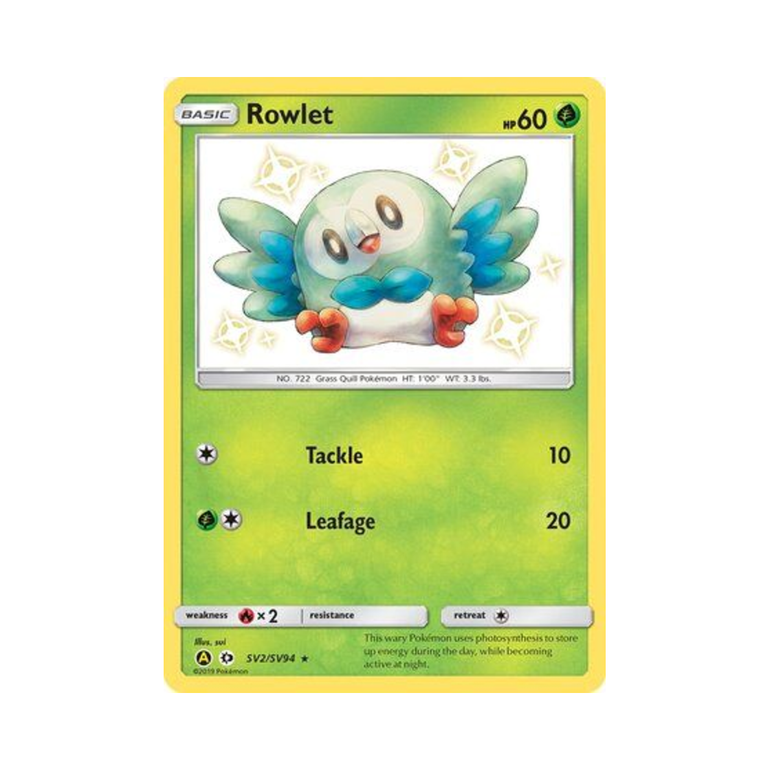 포켓몬 TCG 나몰빼미 RS 히든 페이츠 (영문판)(Pokemon TCG Rowlet RS Hidden Fates (English Ver.))