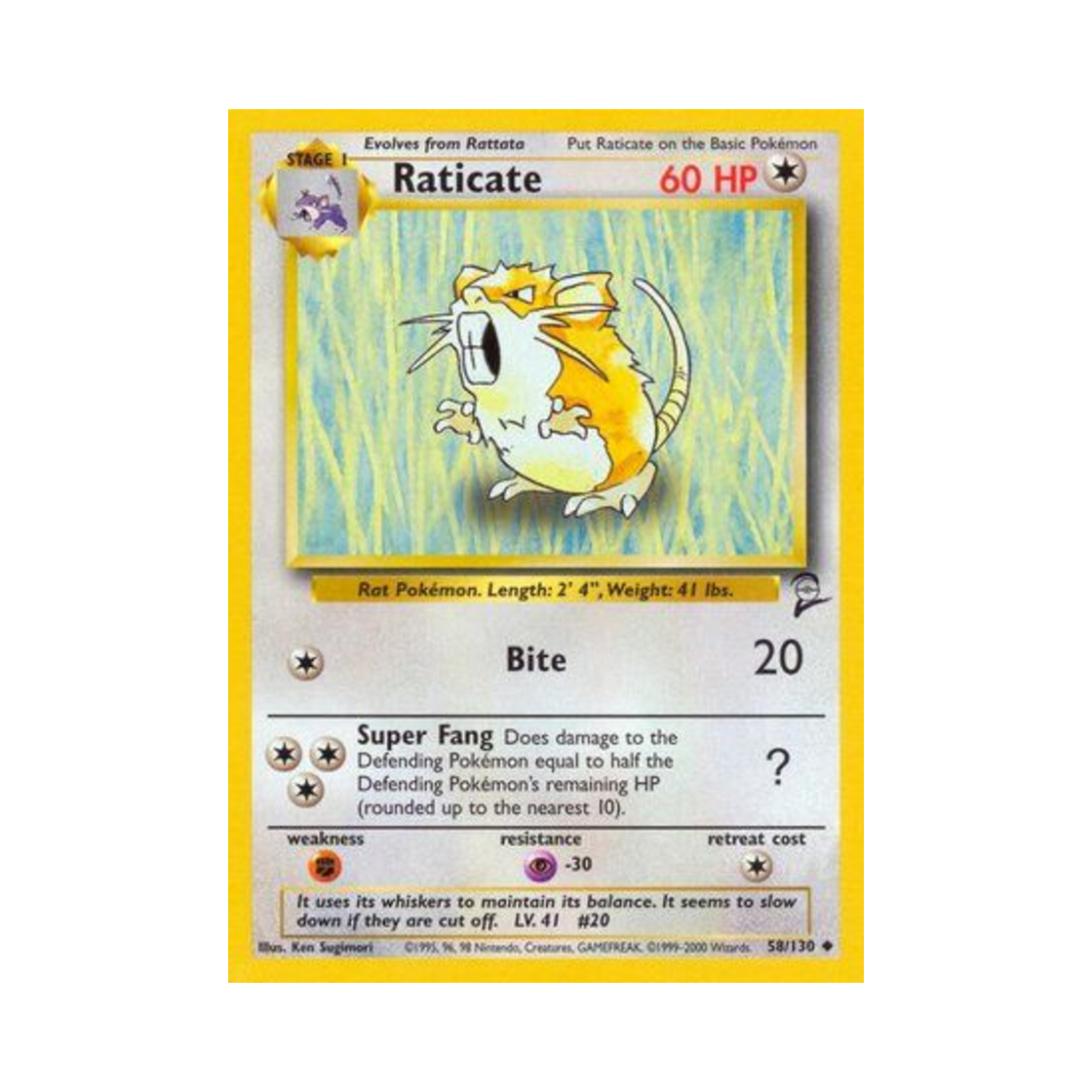 포켓몬 TCG 레트라 U 베이스 세트 2 (영문판)(Pokemon TCG Raticate U Base Set 2 (English Ver.))