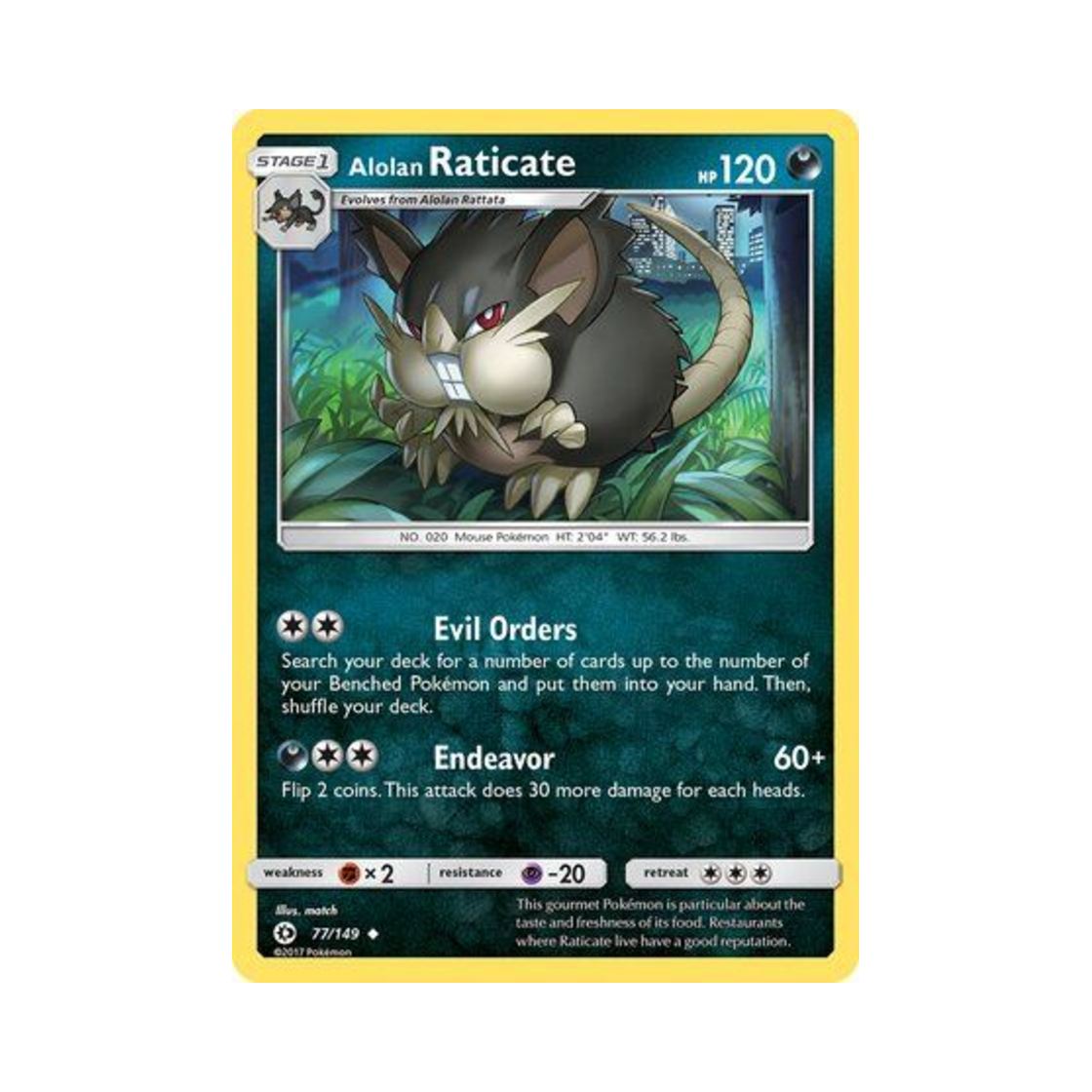 포켓몬 TCG 알로라 레트라 U 썬 & 문 (영문판)(Pokemon TCG Alolan Raticate U Sun & Moon (English Ver.))