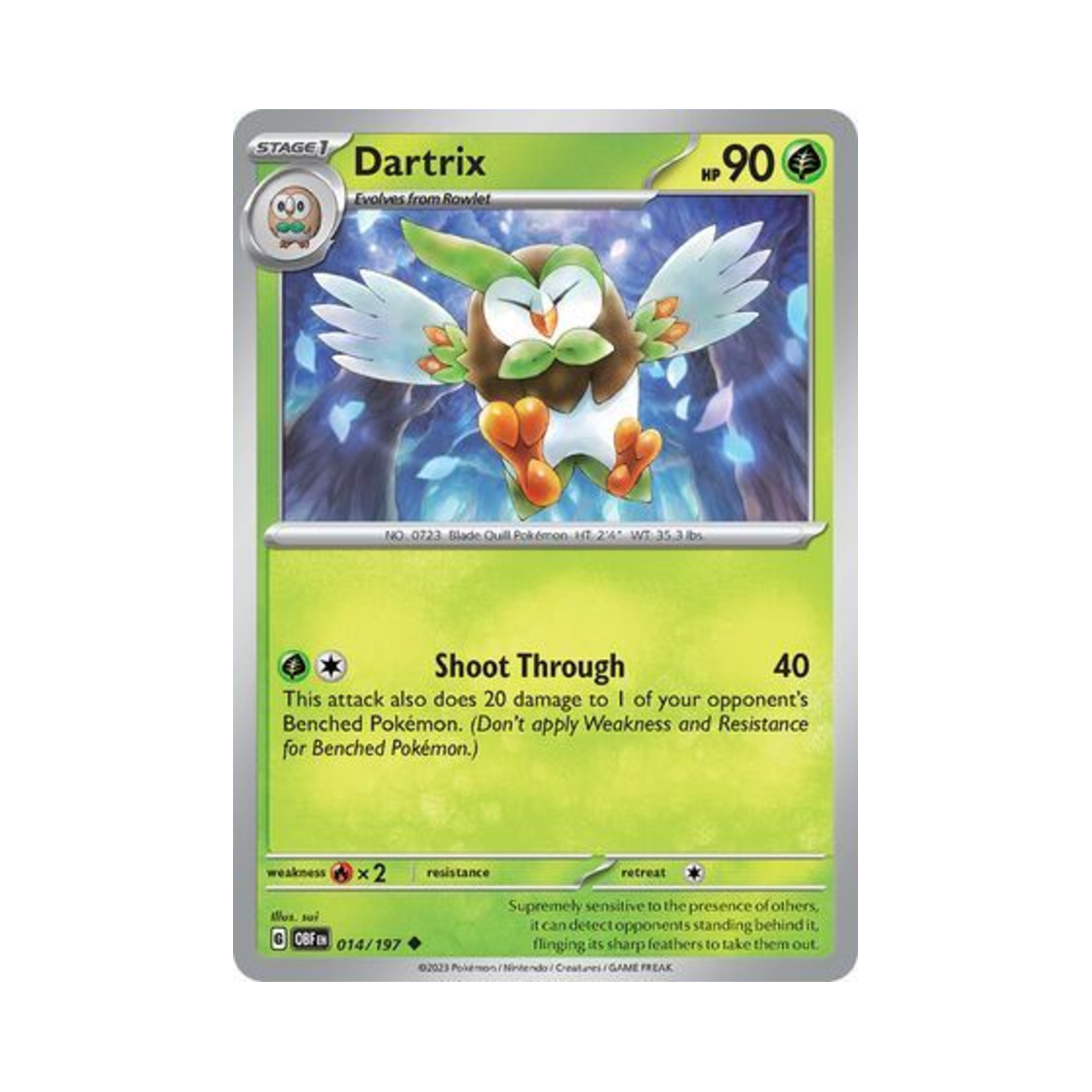 포켓몬 TCG 빼미스로우 U 옵시디언 플레임즈 (영문판)(Pokemon TCG Dartrix U Obsidian Flames (English Ver.))