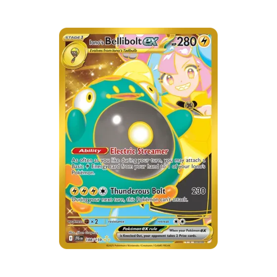 포켓몬 TCG 모야모의 찌리배리 ex HR 저니 투게더 (영문판)(Pokemon TCG Iono's Bellibolt ex HR Journey Together (English Ver.))