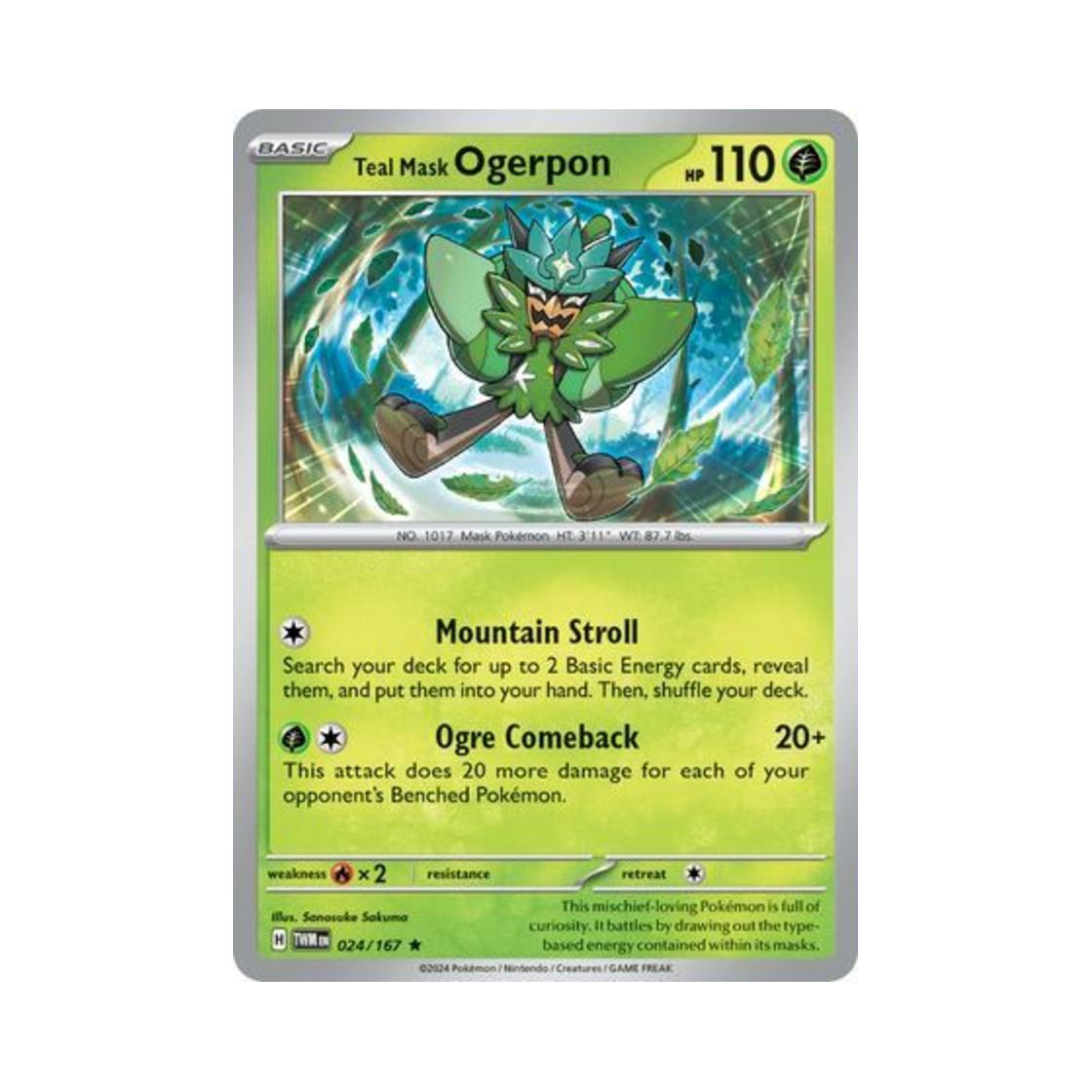 포켓몬 TCG 오거폰 벽록의 가면 R 트와일라잇 마스커레이드 (영문판)(Pokemon TCG Teal Mask Ogerpon R Twilight Masquerade (English Ver.)) - 1