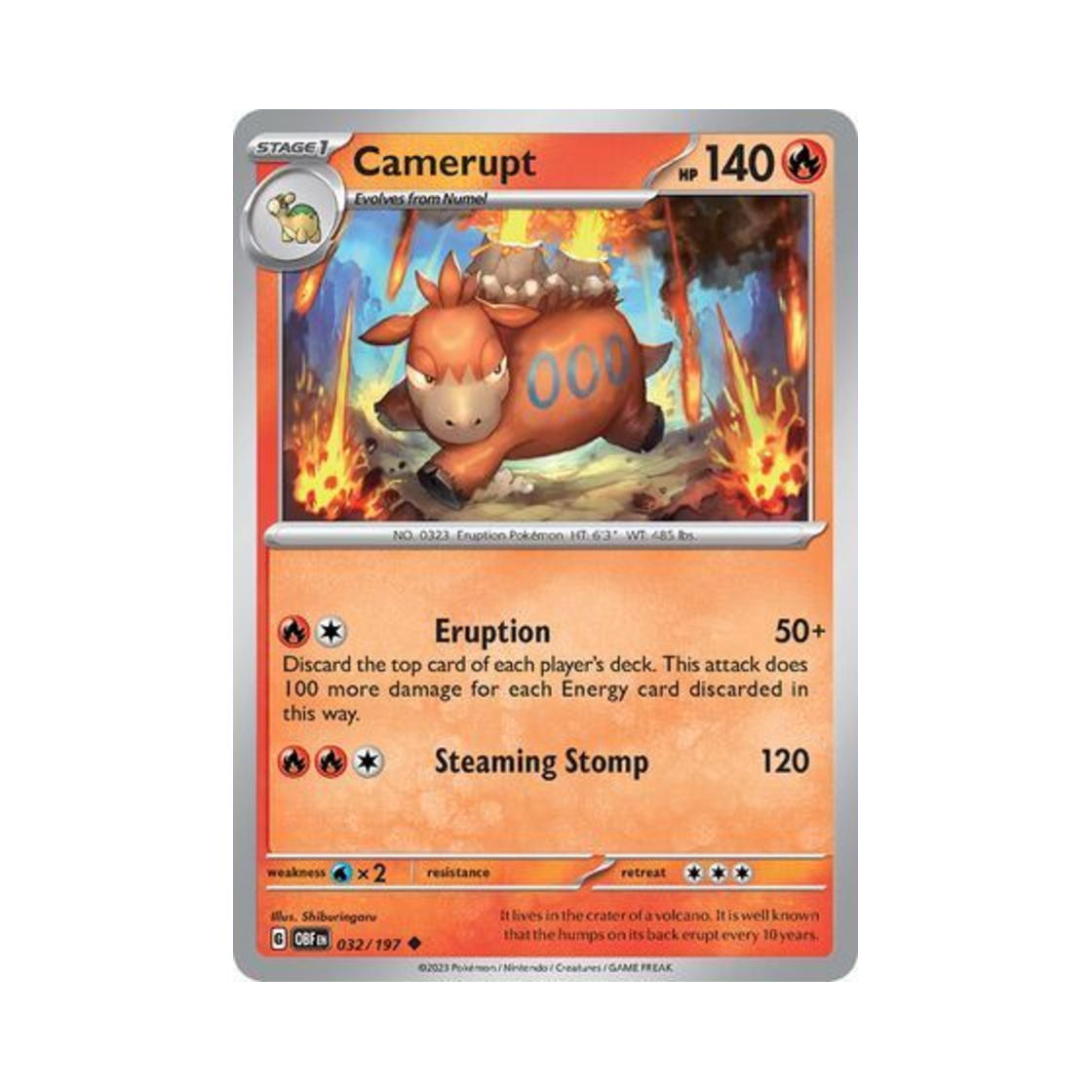 포켓몬 TCG 폭타 U 옵시디언 플레임즈 (영문판)(Pokemon TCG Camerupt U Obsidian Flames (English Ver.)) - 1