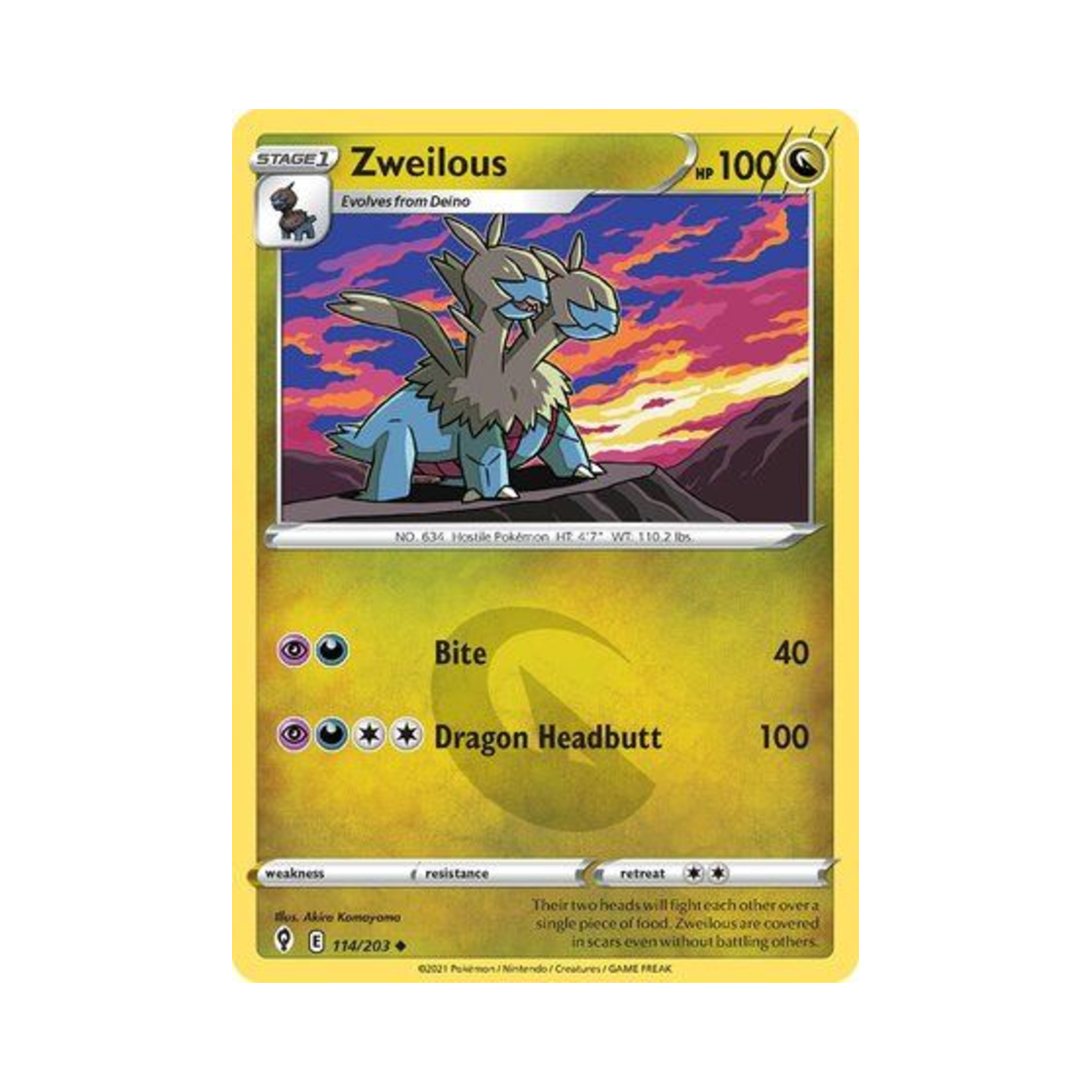 포켓몬 TCG 디헤드 U 이볼빙 스카이즈 (영문판)(Pokemon TCG Zweilous U Evolving Skies (English Ver.))