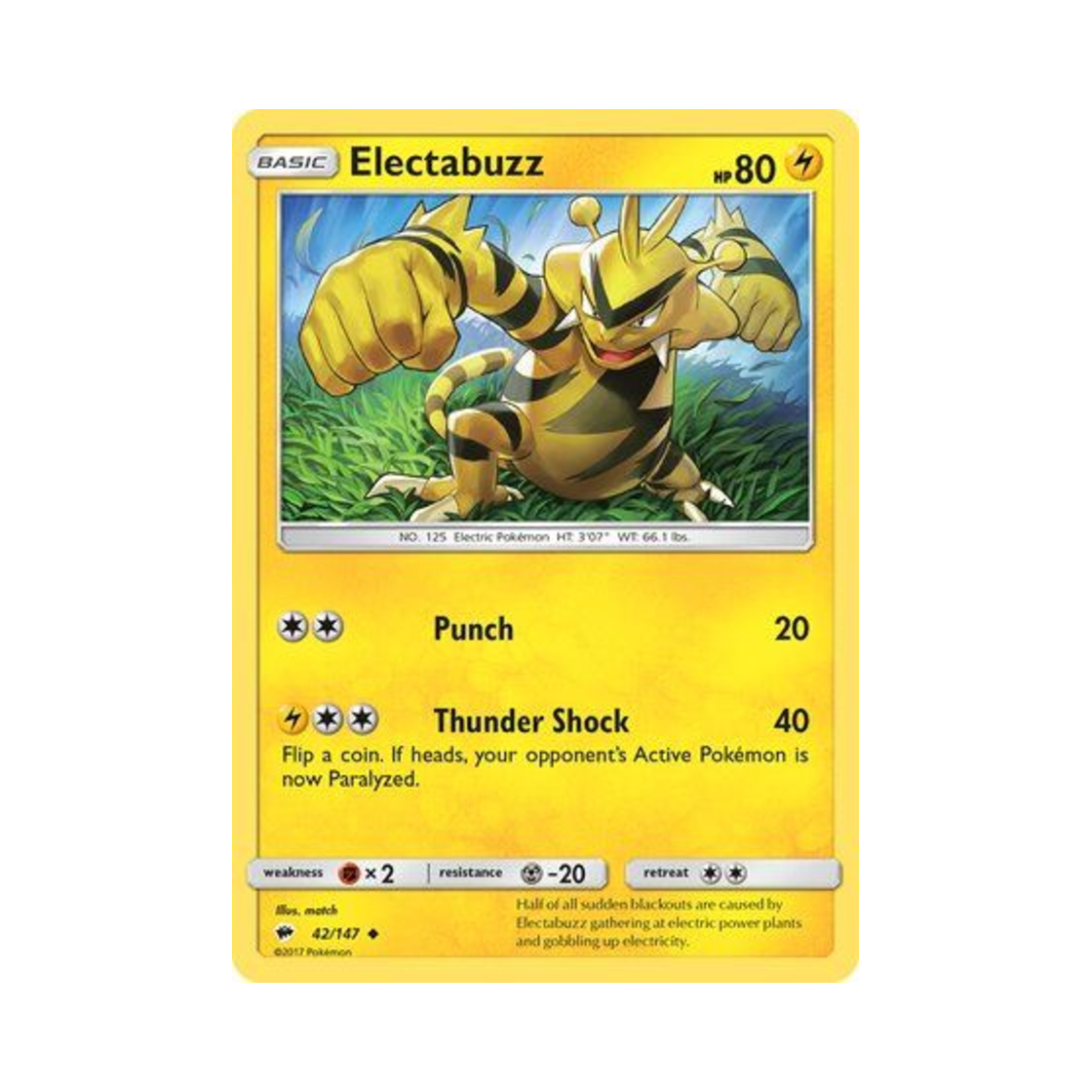 포켓몬 TCG 에레브 U 버닝 쉐도우 (영문판)(Pokemon TCG Electabuzz U Burning Shadows (English Ver.))