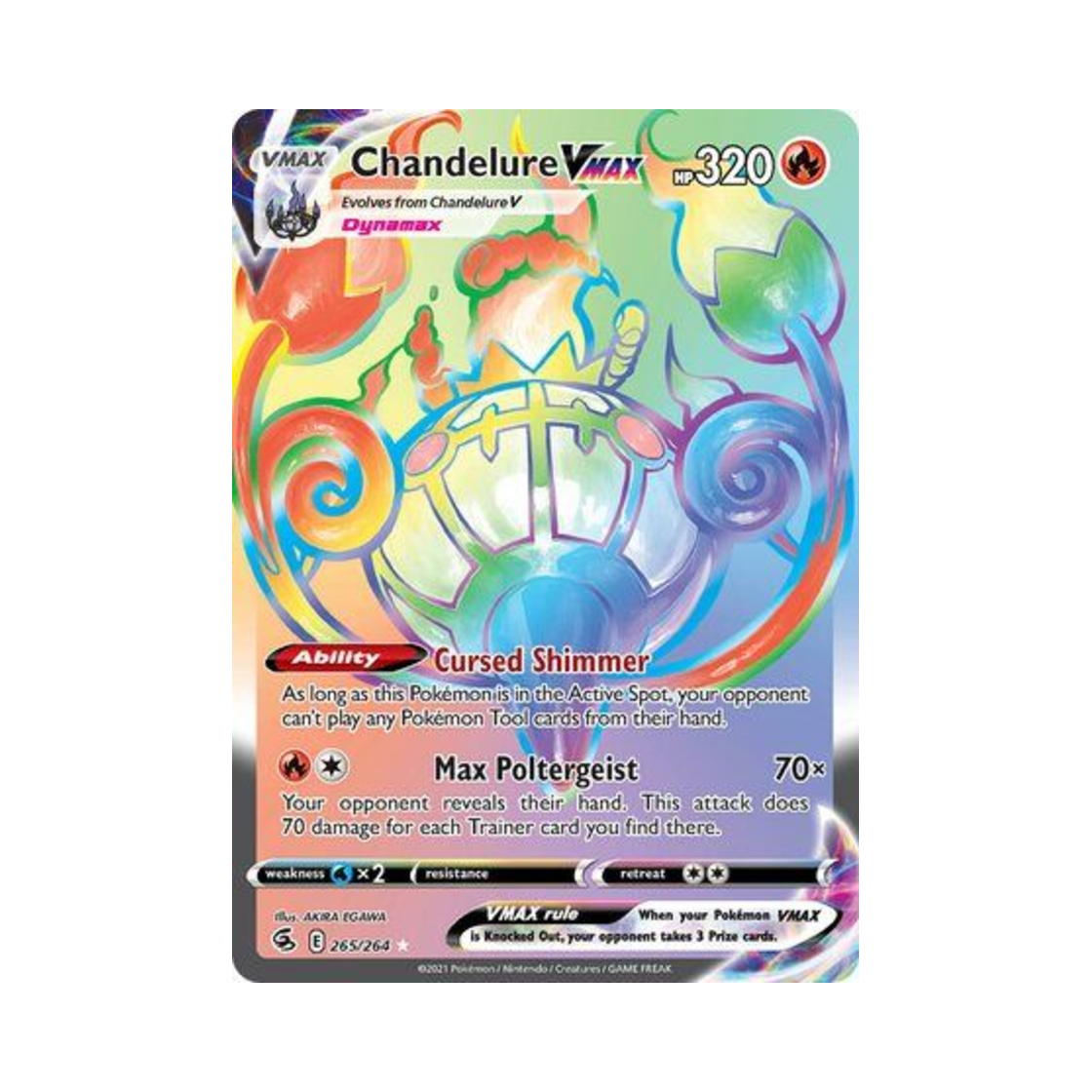 포켓몬 TCG 샹델라 VMAX RR 퓨전 스트라이크 (영문판)(Pokemon TCG Chandelure VMAX RR Fusion Strike (English Ver.))