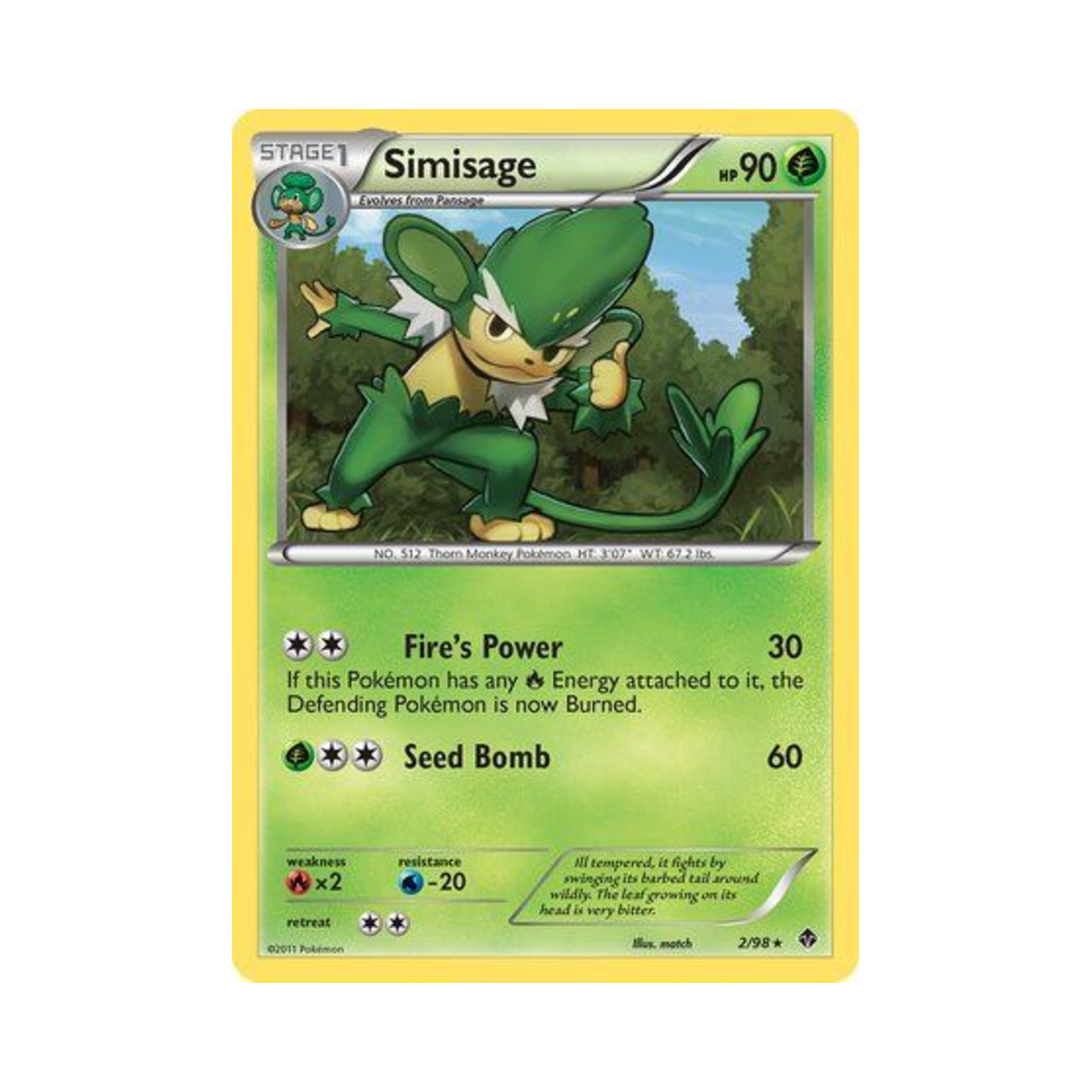 포켓몬 TCG 야나키 R 이머징 파워스 (영문판)(Pokemon TCG Simisage R Emerging Powers (English Ver.))