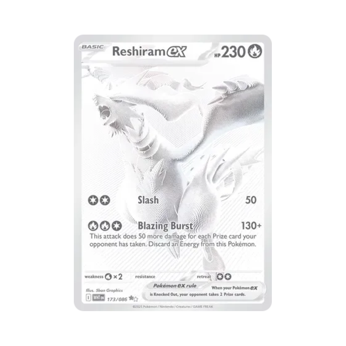 WHT173/086 Pokemon TCG Reshiram ex BWR White Flare (English Ver.)