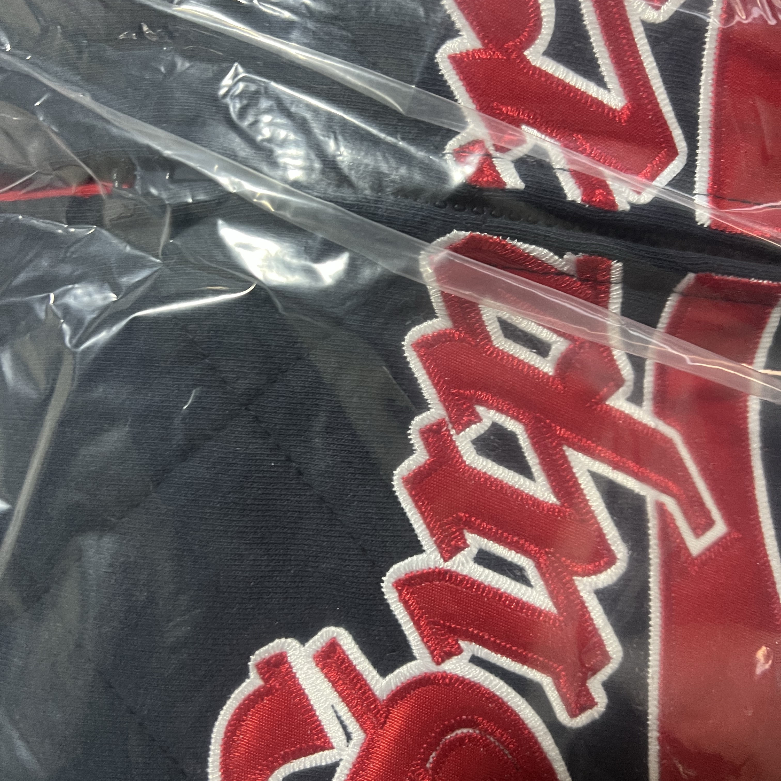 Supreme Quilted Zip Up Hooded Sweatshirt Navy - 25FW 착용 스타일