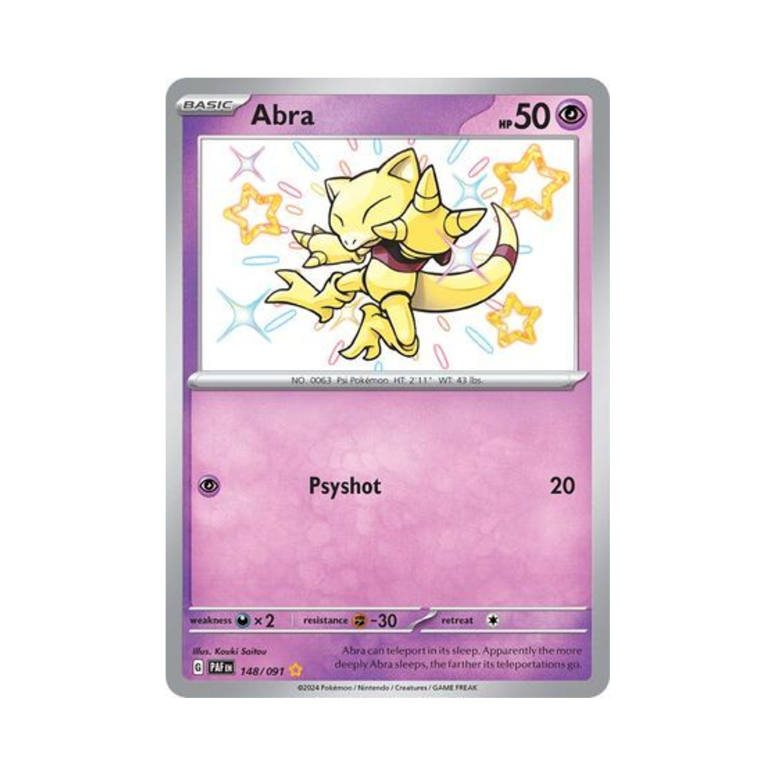 포켓몬 TCG 캐이시 SR 팔데아 페이트 (영문판)(Pokemon TCG Abra SR Paldean Fates (English Ver.)) - 1