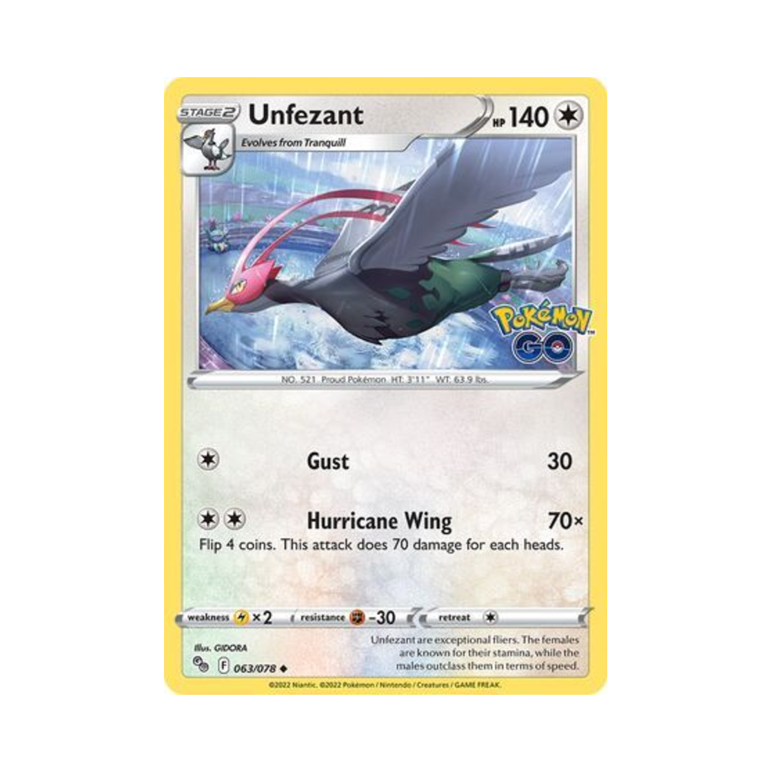 포켓몬 TCG 켄호로우 U 포켓몬 고 (영문판)(Pokemon TCG Unfezant U Pokemon GO (English Ver.)) - 1