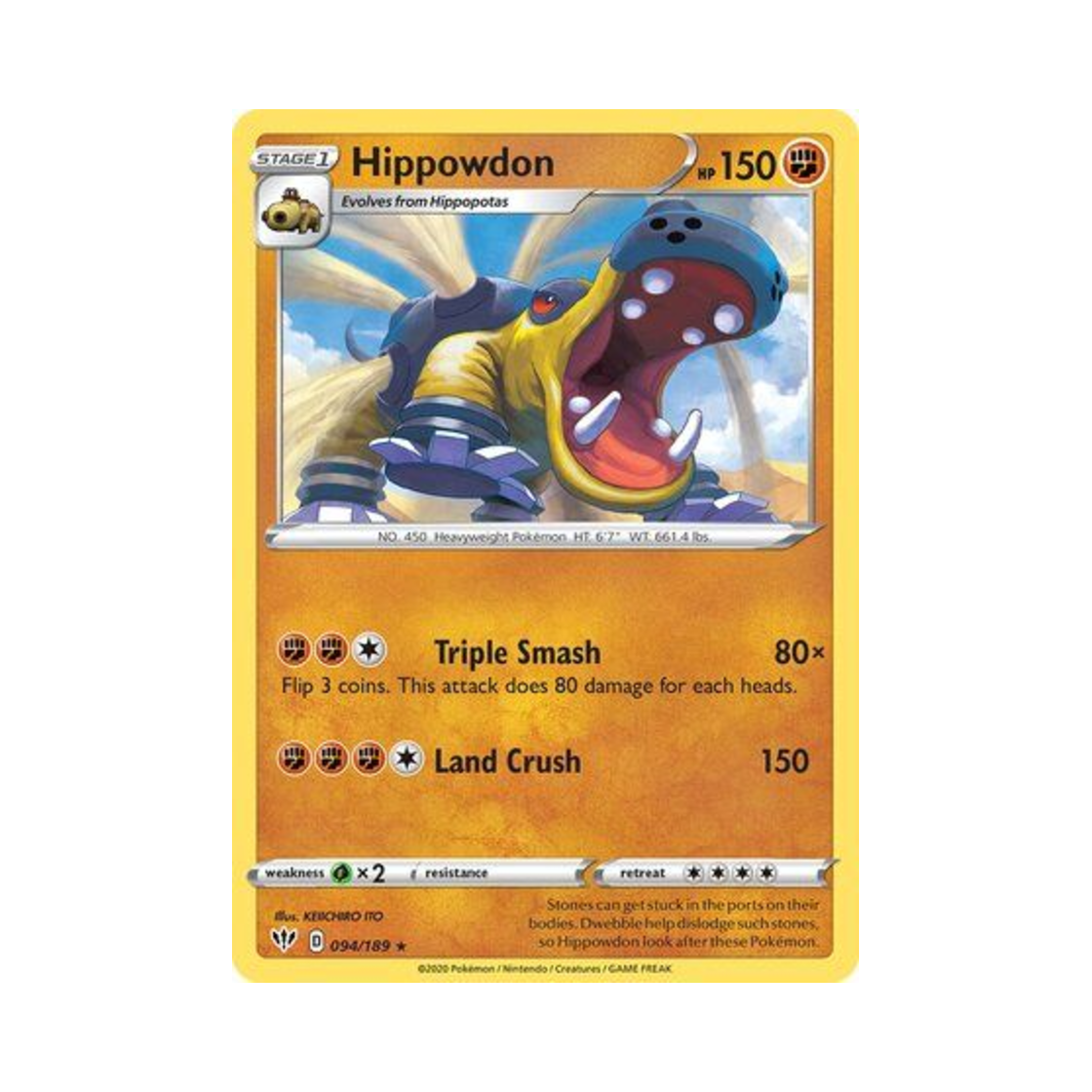 포켓몬 TCG 하마돈 R 다크니스 어블레이즈 (영문판)(Pokemon TCG Hippowdon R Darkness Ablaze (English Ver.)) - 1