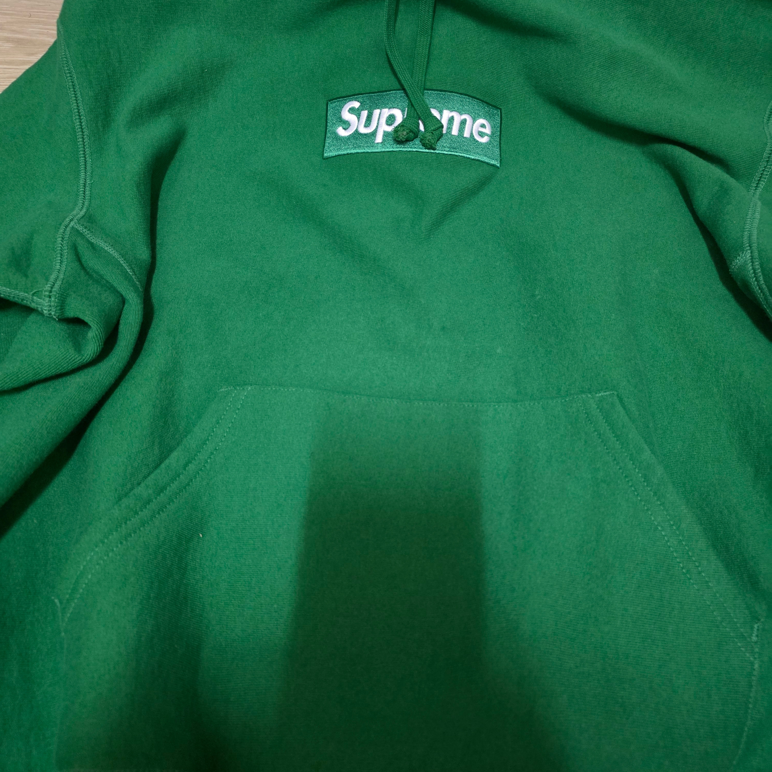 Supreme Box Logo Hooded Sweatshirt Green - 24FW 착용 스타일