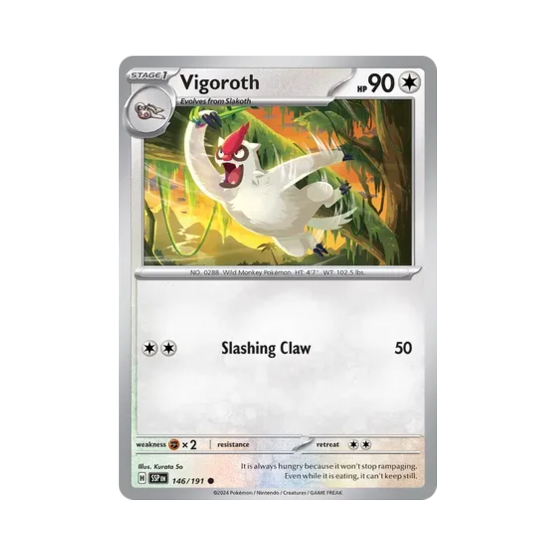 포켓몬 TCG 발바로 C 서징 스파크 (영문판)(Pokemon TCG Vigoroth C Surging Sparks (English Ver.)) - 1