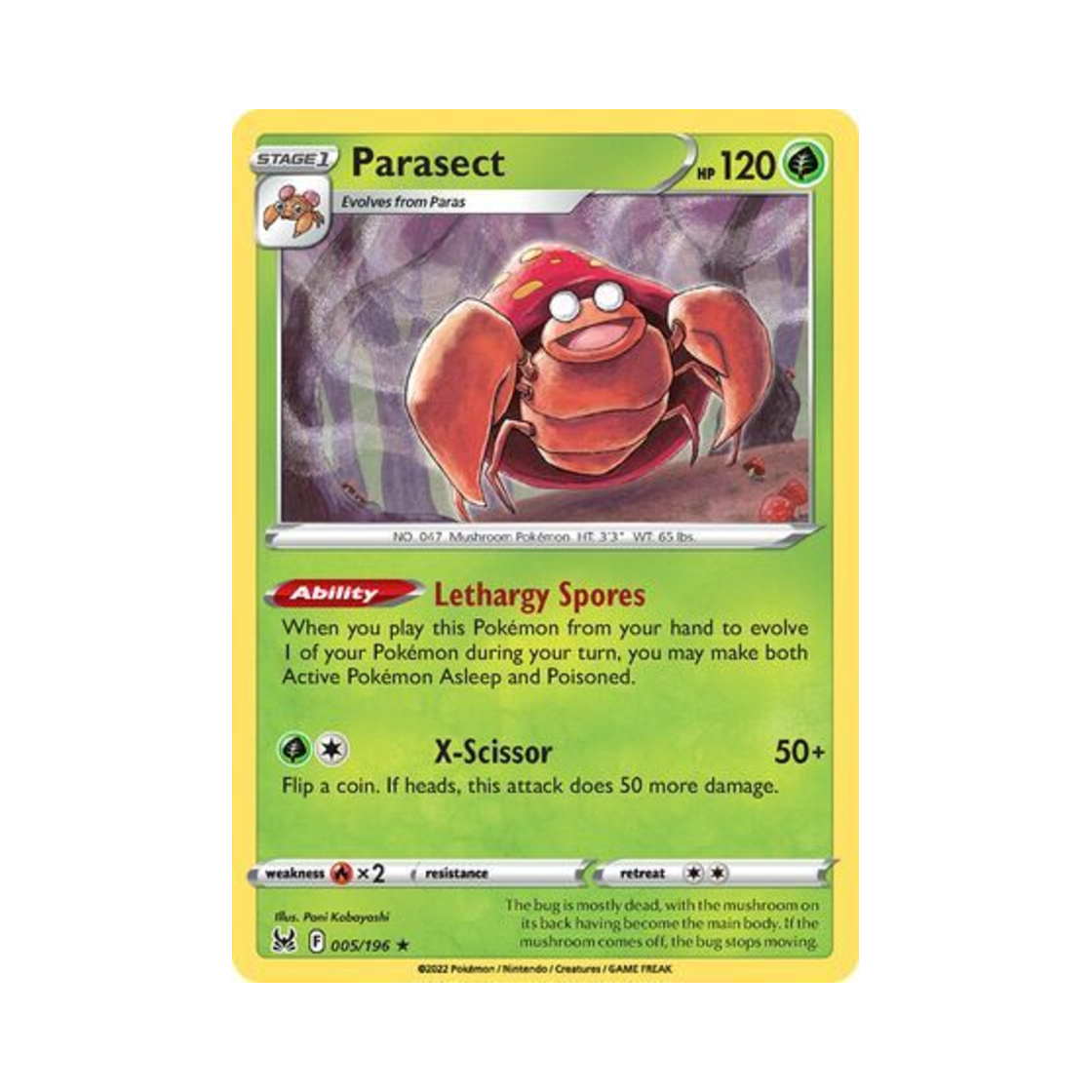 포켓몬 TCG 파라섹트 R 로스트 오리진 (영문판)(Pokemon TCG Parasect R Lost Origin (English Ver.))
