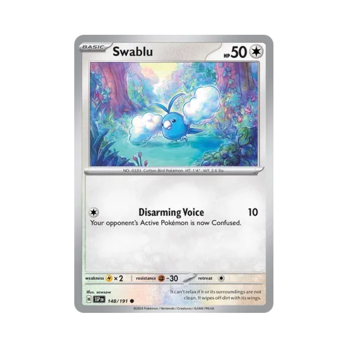 포켓몬 TCG 파비코 C 서징 스파크 (영문판)(Pokemon TCG Swablu C Surging Sparks (English Ver.)) - 1