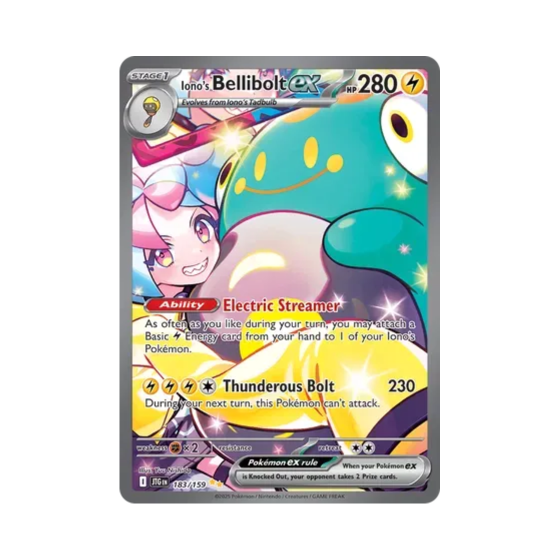 포켓몬 TCG 모야모의 찌리배리 ex SIR 저니 투게더 (영문판)(Pokemon TCG Iono's Bellibolt ex SIR Journey Together (English Ver.))