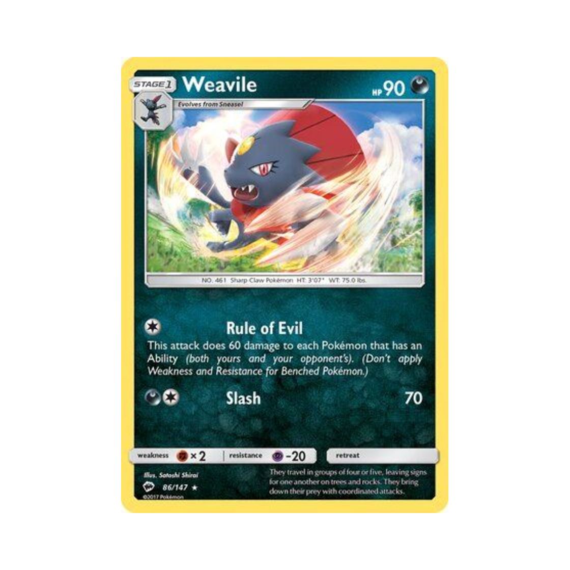 포켓몬 TCG 포푸니라 R 버닝 쉐도우 (영문판)(Pokemon TCG Weavile R Burning Shadows (English Ver.)) - 1
