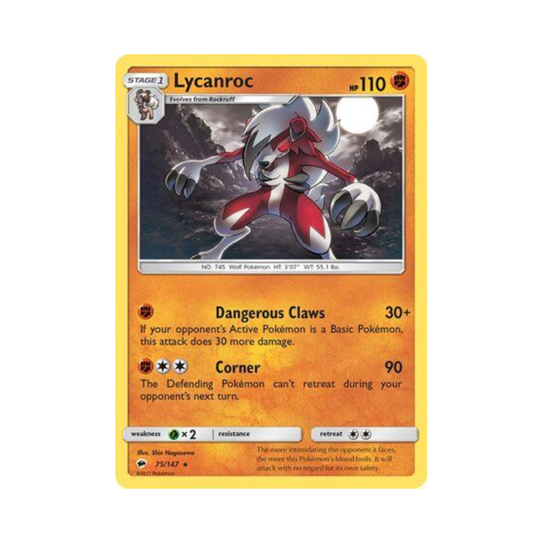 포켓몬 TCG 루가루암 RH 버닝 쉐도우 (영문판)(Pokemon TCG Lycanroc RH Burning Shadows (English Ver.)) - 1