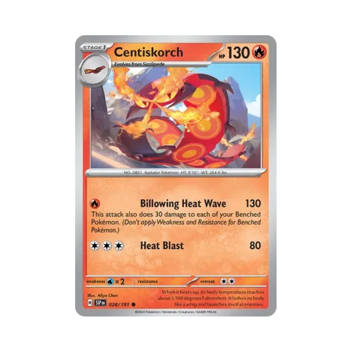 포켓몬 TCG 다태우지네 C 서징 스파크 (영문판)(Pokemon TCG Centiskorch C Surging Sparks (English Ver.)) - 1