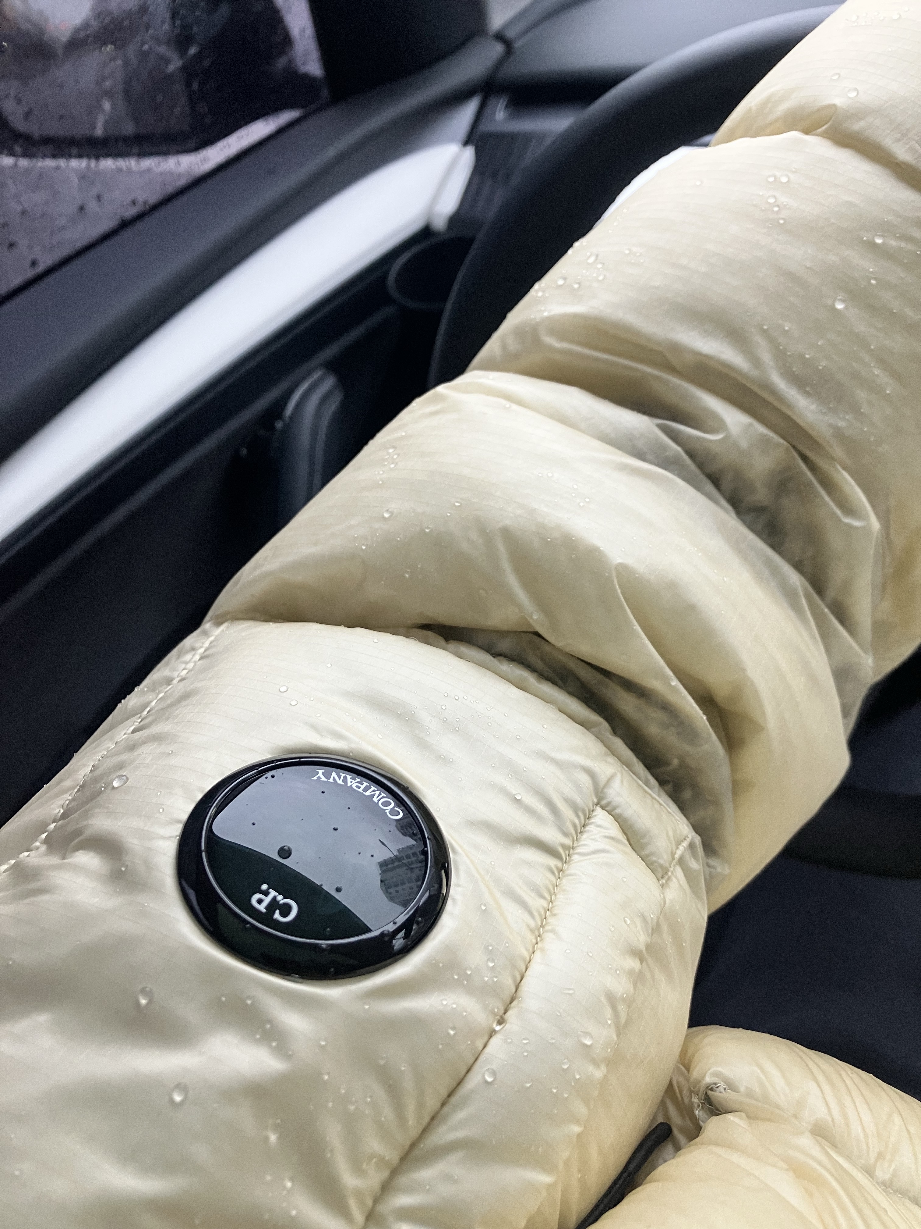 C.P. Company D.D. Shell Hooded Down Jacket Pistachio Shell Beige - 25FW 착용 스타일 - 1