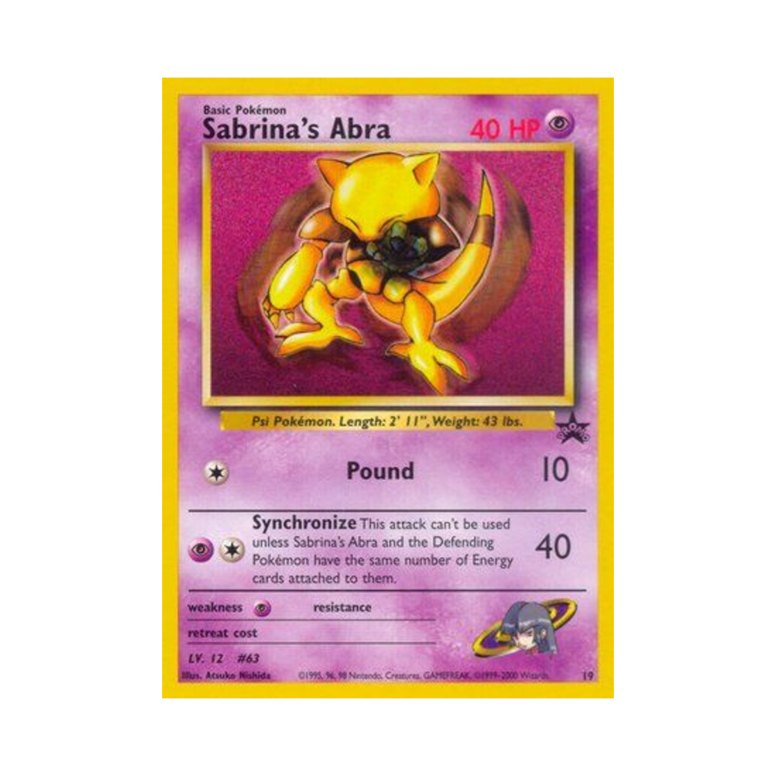 포켓몬 TCG 초련의 캐이시 P 위자드 오브 더 코스트 프로모카드 (영문판)(Pokemon TCG Sabrina's Abra P Wizards of the Coast Promos (English Ver.)) - 1