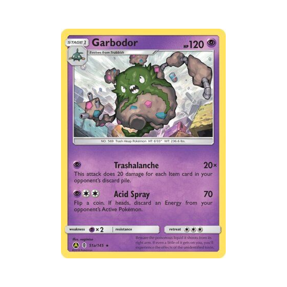 포켓몬 TCG 더스트나 R 옐로우 A 얼터네이트 (영문판)(Pokemon TCG Garbodor R Yellow A Alternate (English Ver.))