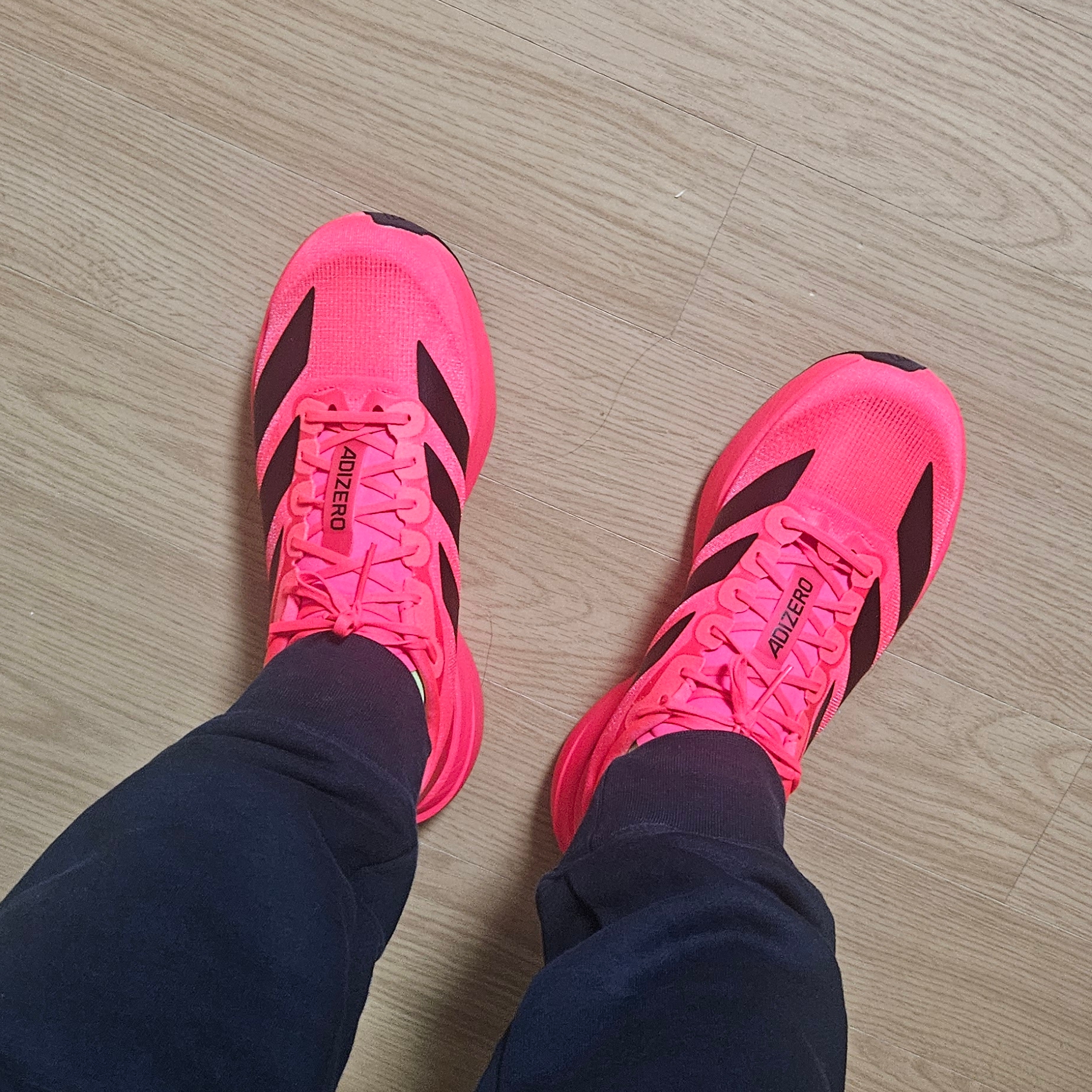 Adidas Adizero Evo SL Lucid Red Core Black 착용 스타일