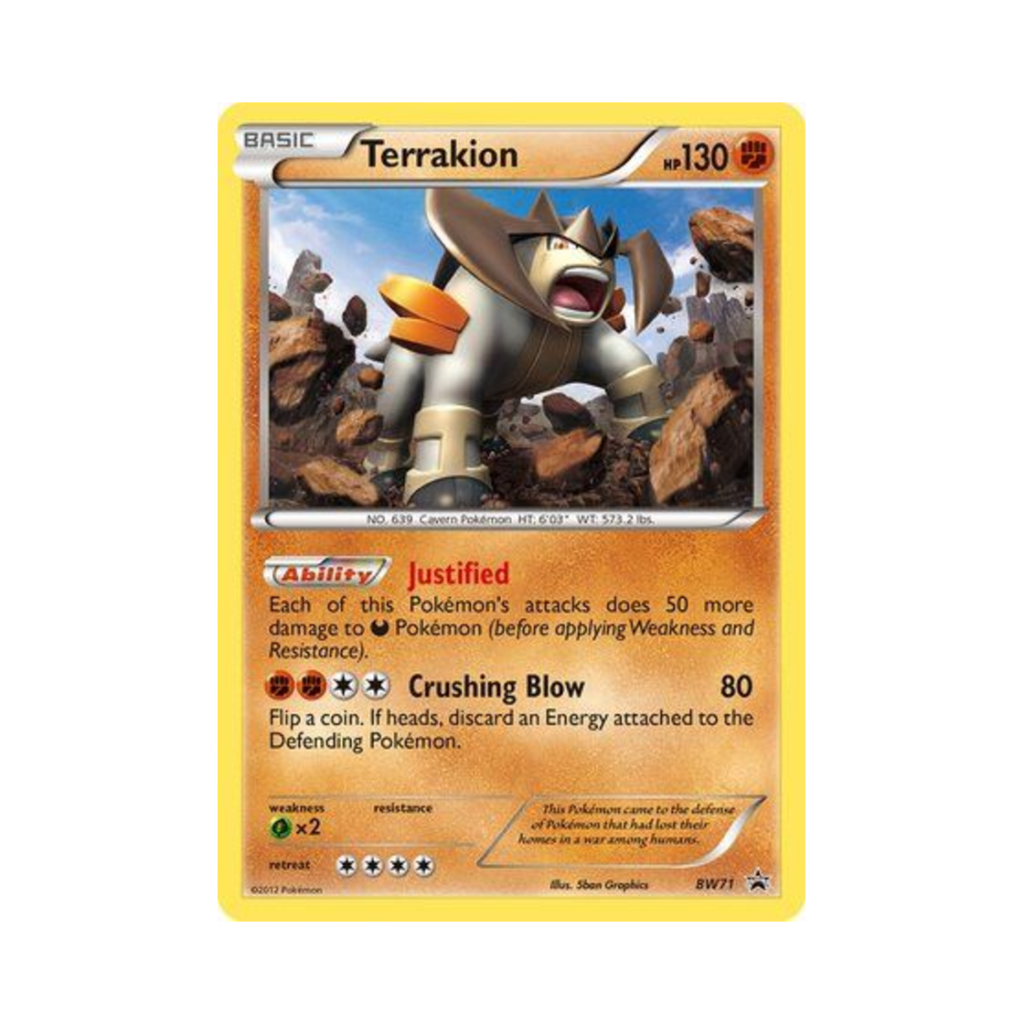 포켓몬 TCG 테라키온 P 블랙 & 화이트 프로모카드 (영문판)(Pokemon TCG Terrakion P Black & White Promos (English Ver.)) - 1