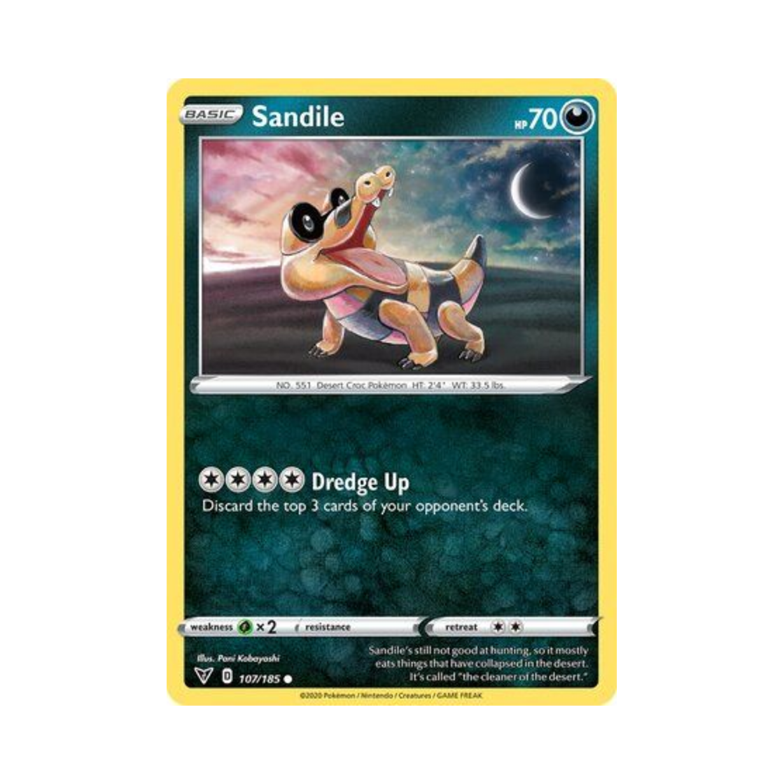 포켓몬 TCG 깜눈크 C 비비드 볼티지 (영문판)(Pokemon TCG Sandile C Vivid Voltage (English Ver.)) - 1