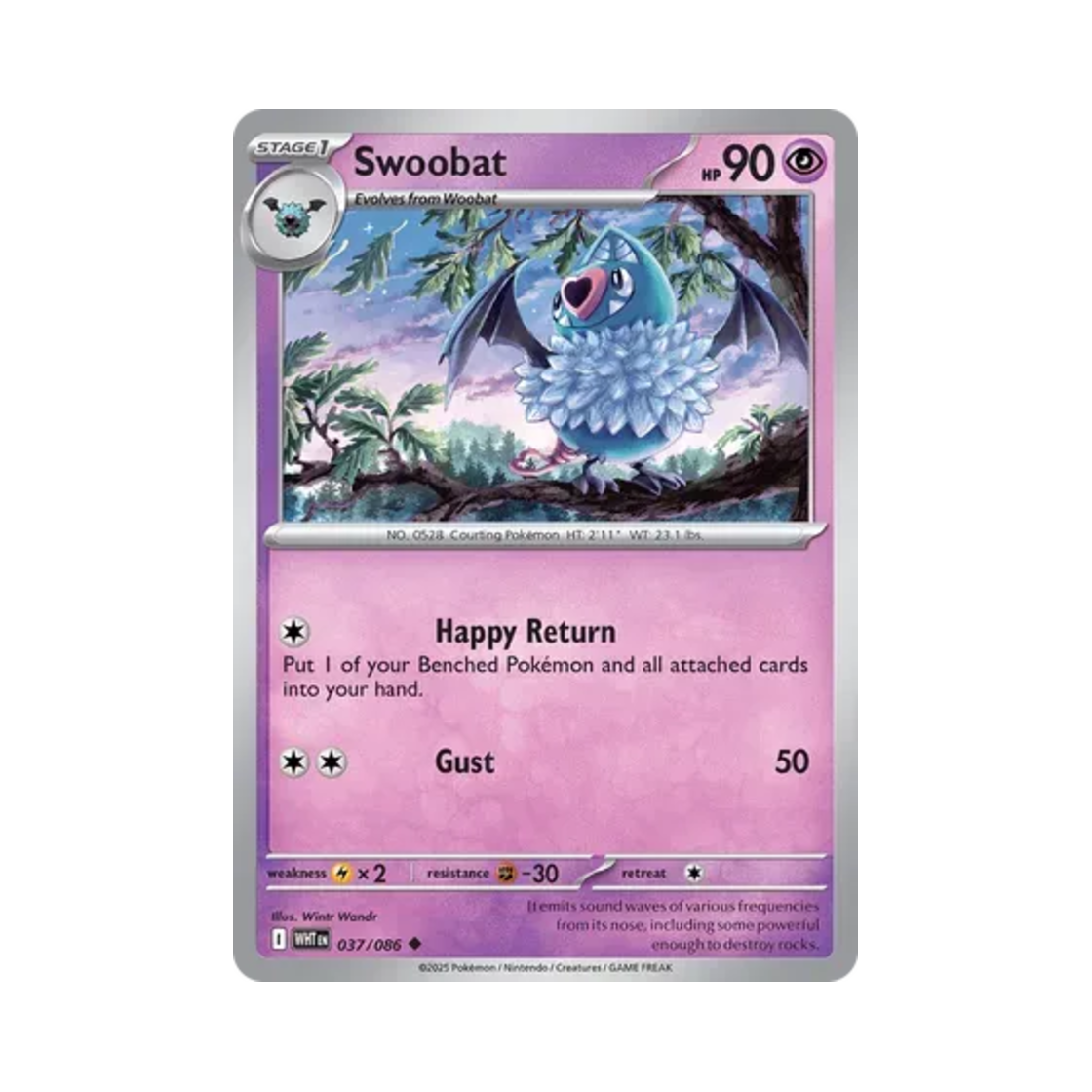 포켓몬 TCG 맘박쥐 U 화이트플레어 (영문판)(Pokemon TCG Swoobat U White Flare (English Ver.)) - 1