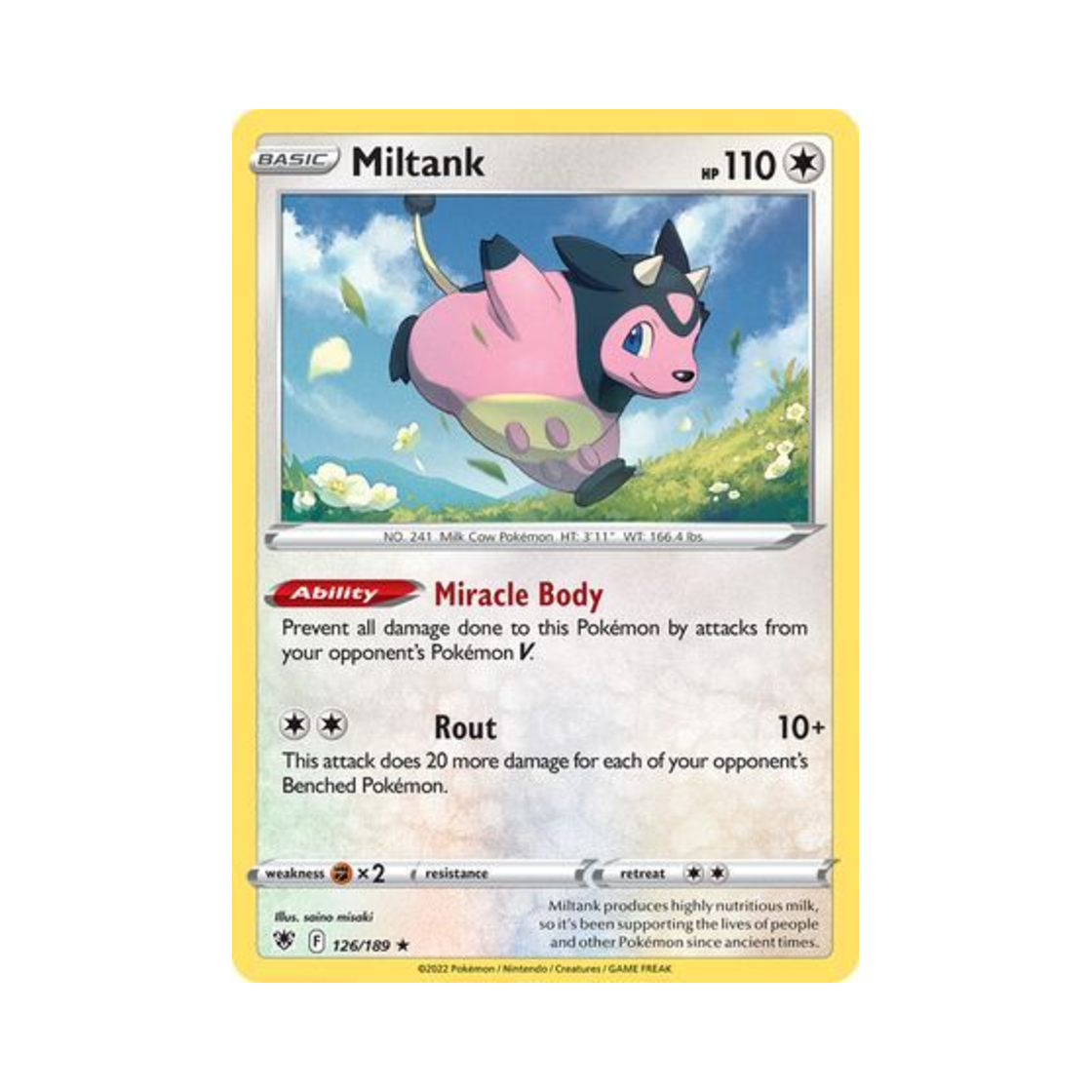 포켓몬 TCG 밀탱크 RH 아스트랄 레디안스 (영문판)(Pokemon TCG Miltank RH Astral Radiance (English Ver.))