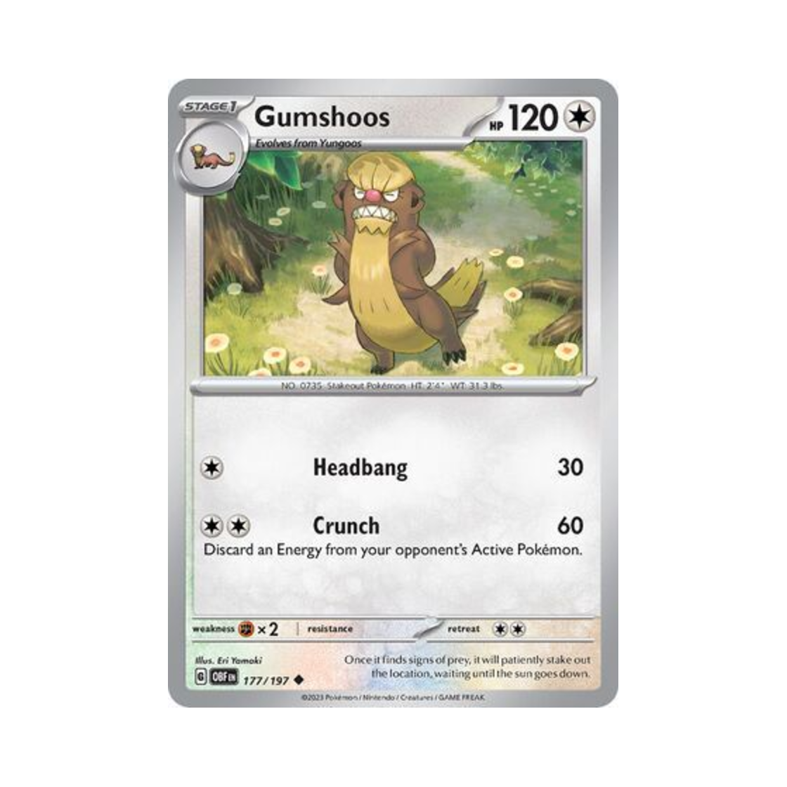 포켓몬 TCG 형사구스 U 옵시디언 플레임즈 (영문판)(Pokemon TCG Gumshoos U Obsidian Flames (English Ver.)) - 1