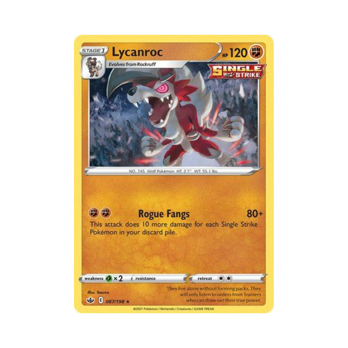 포켓몬 TCG 루가루암 RH 칠링 레인 (영문판)(Pokemon TCG Lycanroc RH Chilling Reign (English Ver.)) - 1