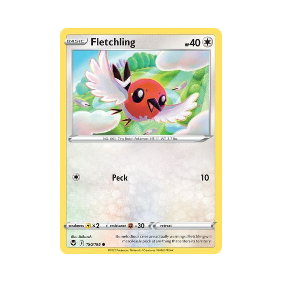 포켓몬 TCG 화살꼬빈 C 실버 템페스트 (영문판)(Pokemon TCG Fletchling C Silver Tempest (English Ver.)) - 1