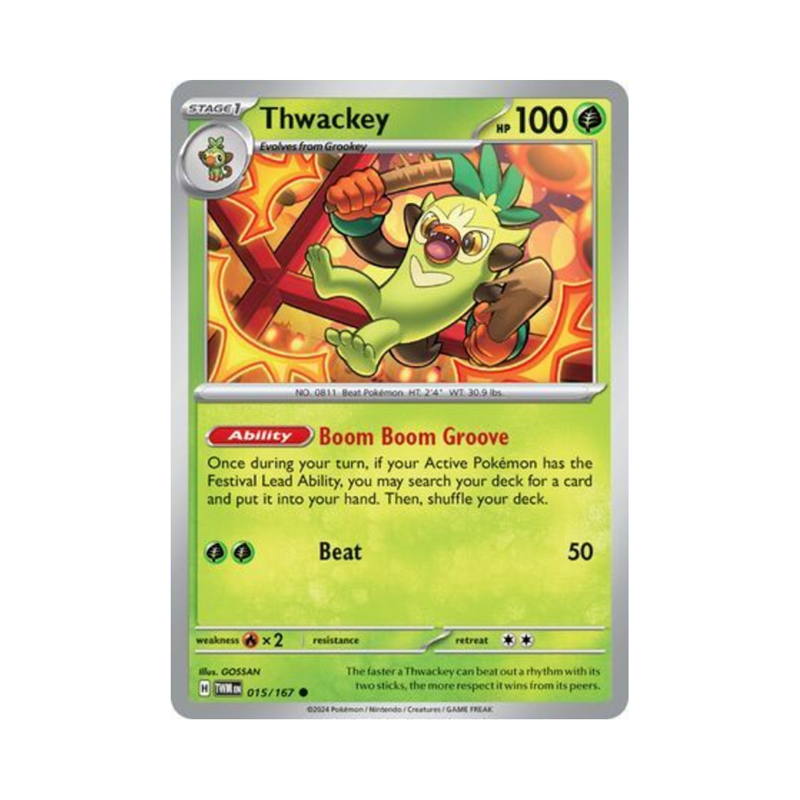 포켓몬 TCG 채키몽 C 트와일라잇 마스커레이드 (영문판)(Pokemon TCG Thwackey C Twilight Masquerade (English Ver.)) - 1