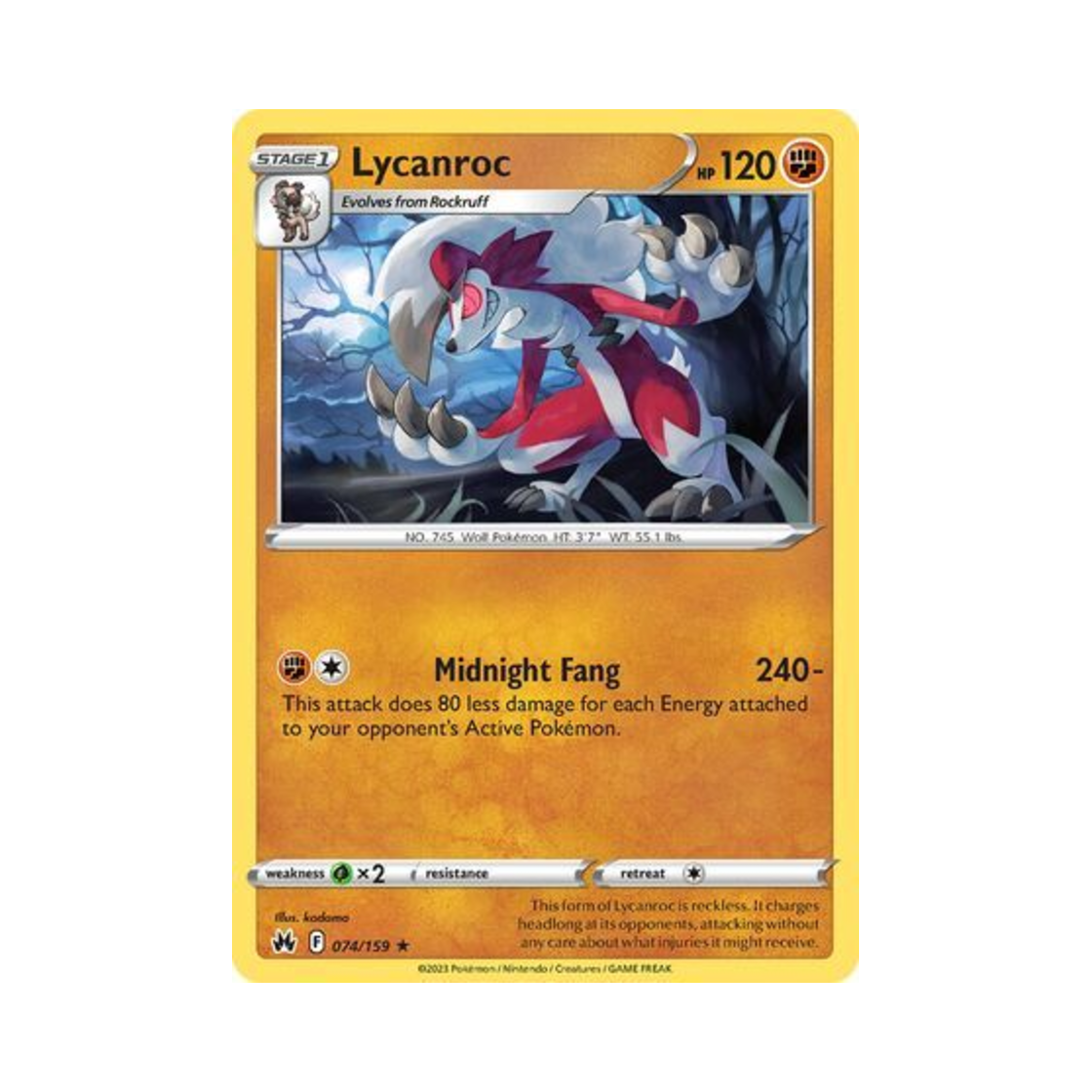 포켓몬 TCG 루가루암 R 크라운 제니스 (영문판)(Pokemon TCG Lycanroc R Crown Zenith (English Ver.)) - 1