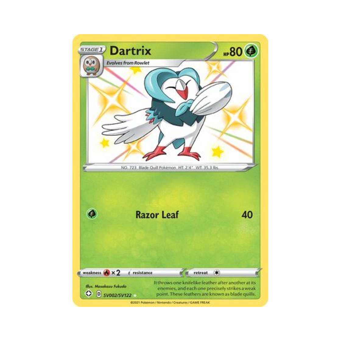 포켓몬 TCG 빼미스로우 RS 샤이닝 페이츠 (영문판)(Pokemon TCG Dartrix RS Shining Fates (English Ver.))